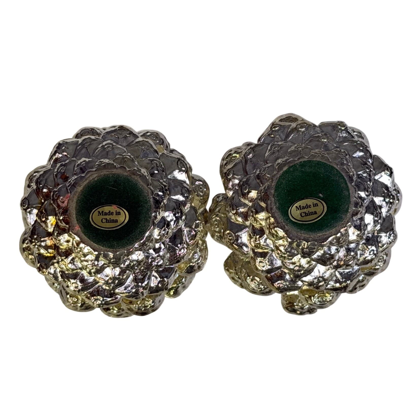Home for the Holidays Vintage 1997 Silverplate Pine Cone Christmas Candleholders - Thumbnail 4