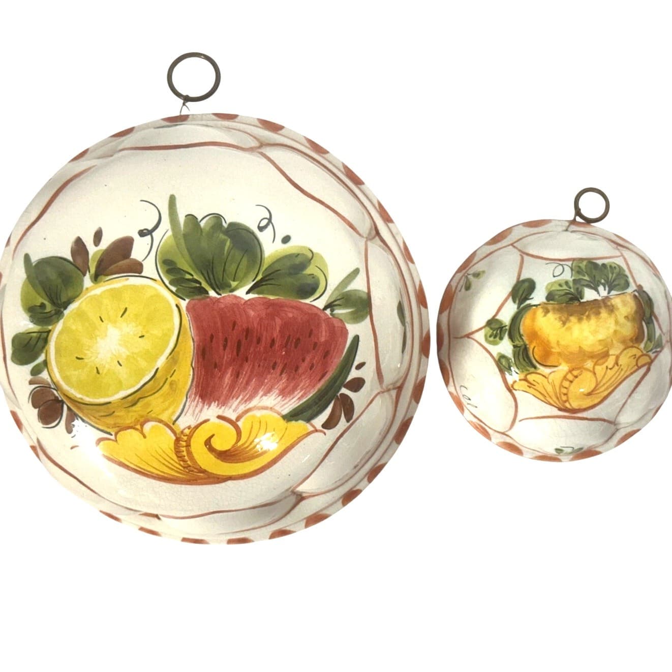 Italian Ceramiche ABC Bassano Hand Painted 7.25" & 2" Floral Molds-Set of 2 - Thumbnail 2