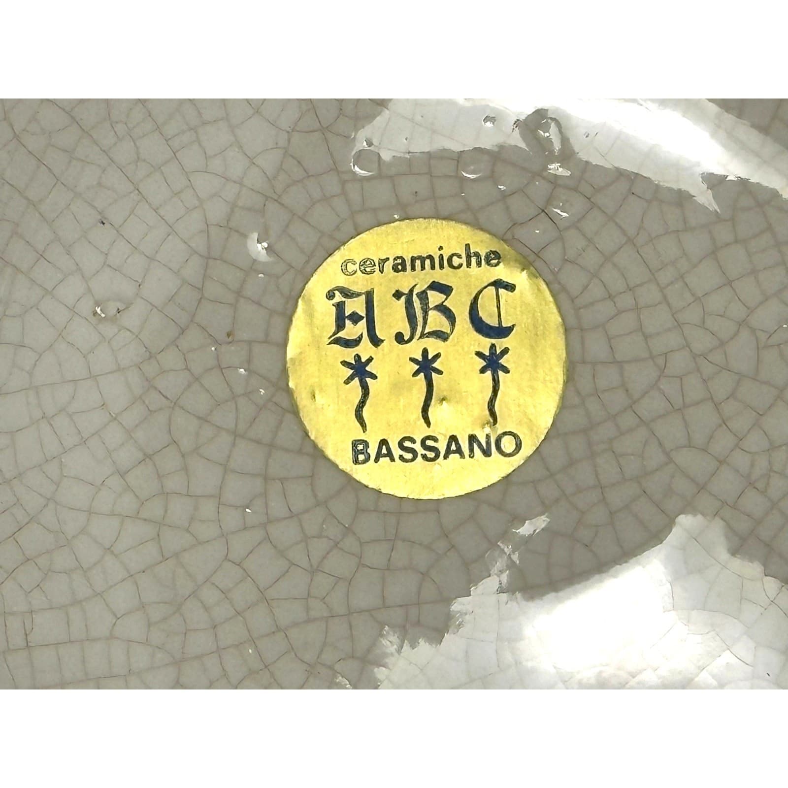 Italian Ceramiche ABC Bassano Hand Painted 5.5" Purple Green Floral Mold - Thumbnail 5