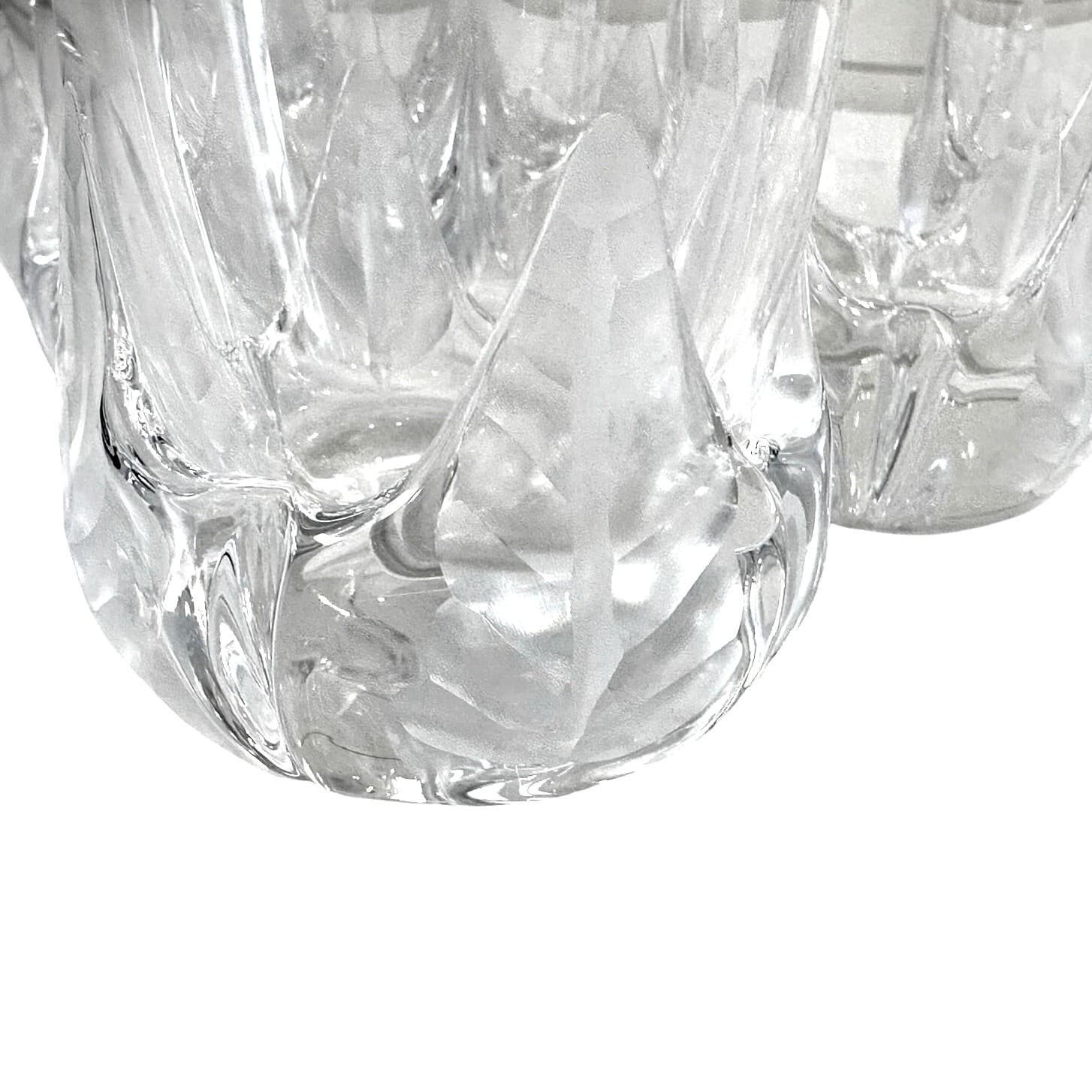 Heavy Crystal Elegant Embellished Frosted 3D Leaf Base Highball Glasses-Set of 6 - Thumbnail 3