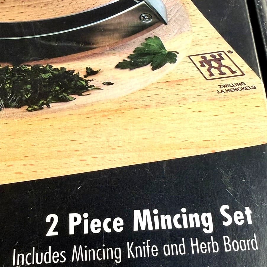 NEW Zwilling J.A. Henckels Twin Select 2 Pc Mincing Set Mezzaluna Herb Board NOS - Thumbnail 2
