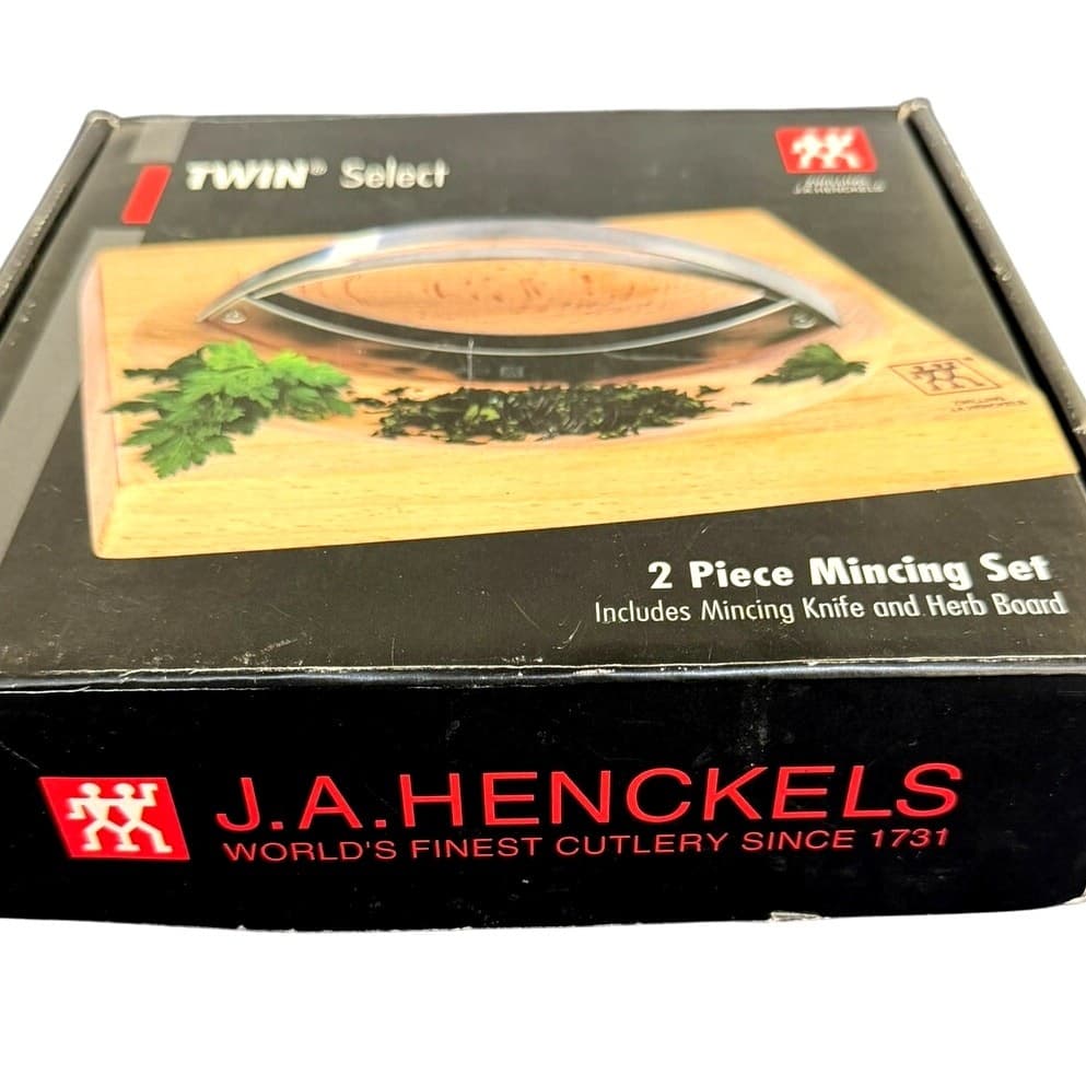 NEW Zwilling J.A. Henckels Twin Select 2 Pc Mincing Set Mezzaluna Herb Board NOS - Thumbnail 7