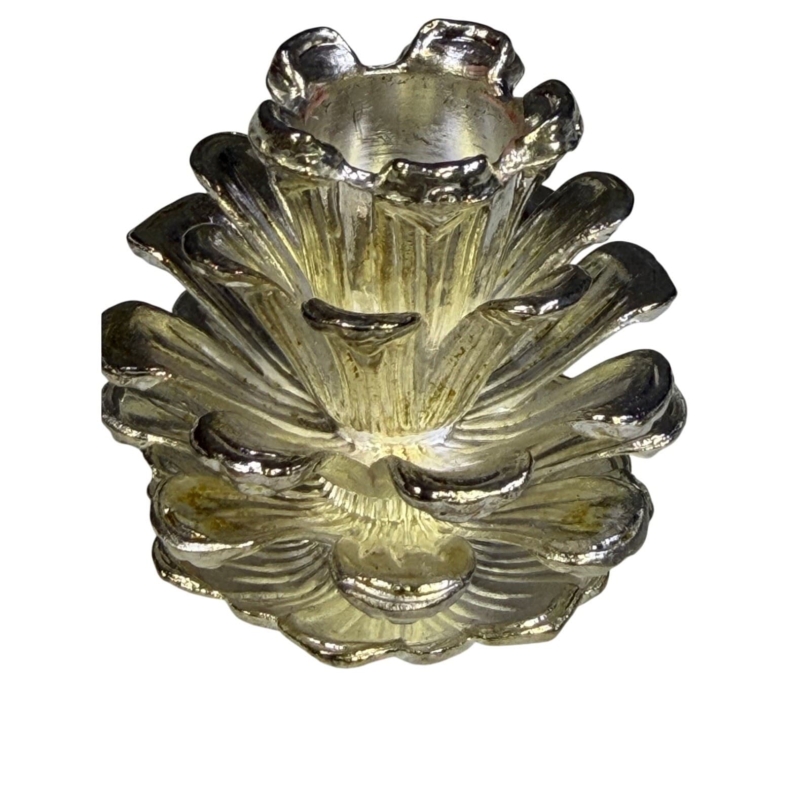 Home for the Holidays Vintage 1997 Silverplate Pine Cone Christmas Candleholders - Thumbnail 5