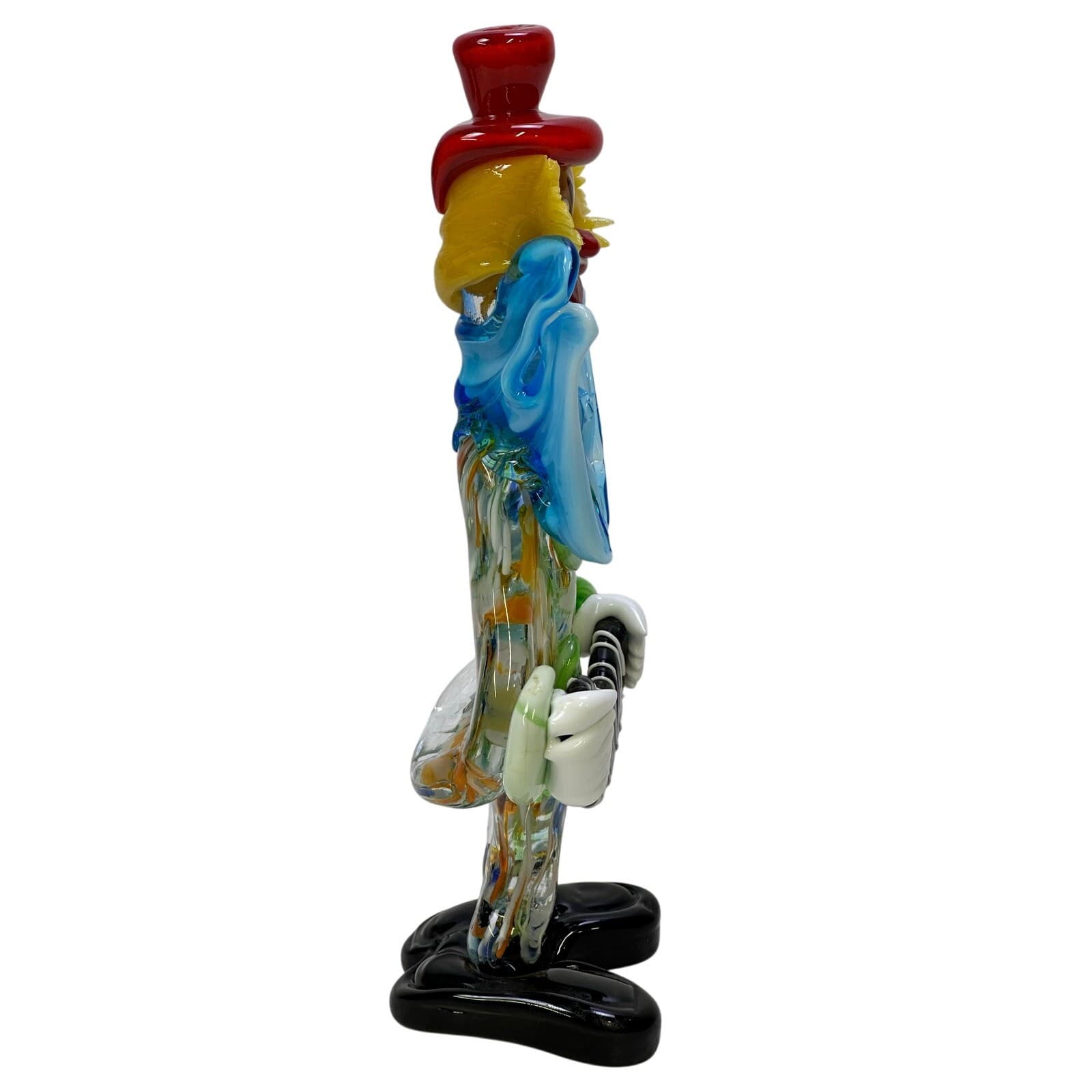 Murano Style Art Glass Vivid Vibrant Colorful Clown Accordian Figurine-Stunning - Thumbnail 4
