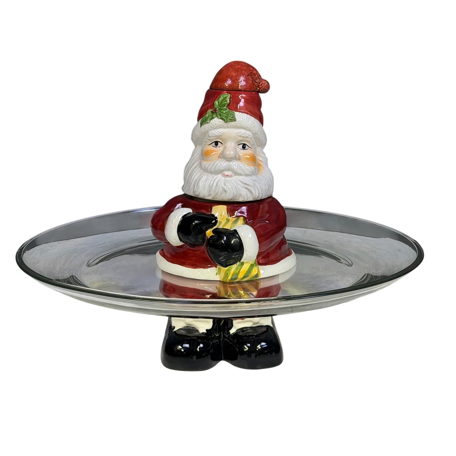 Anchor Hocking Three-In-One Holiday Santa 13" Platter w/Dip Bowl/Spreader