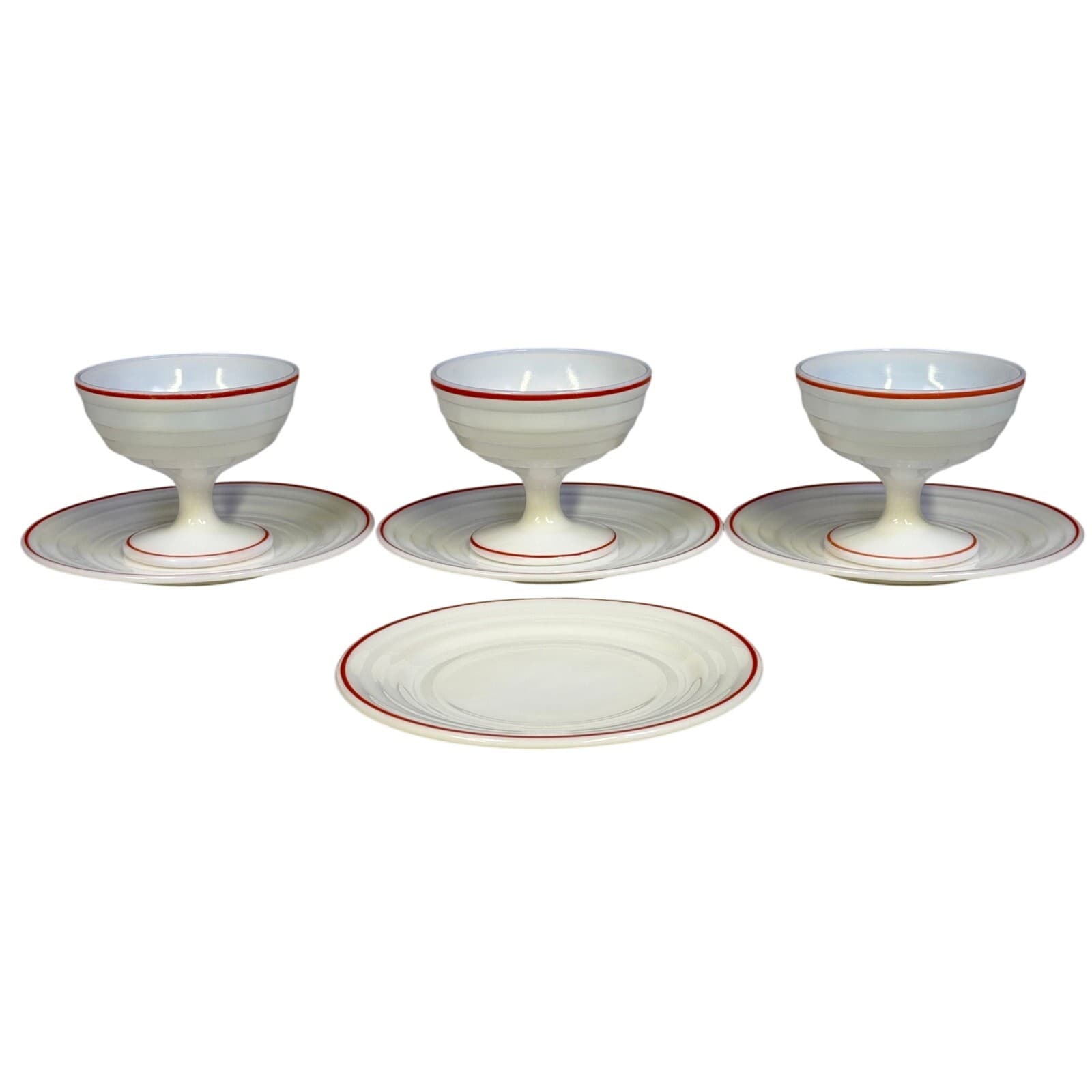 Hazel-Atlas 1930-40's Moderntone Platonite Footed Sherbet Dish & Saucer-Set of 3