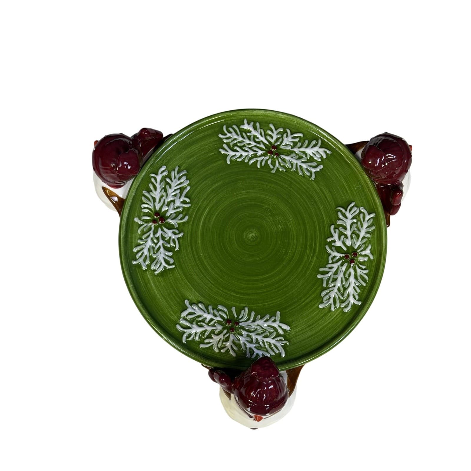 Foreside Snowmen Pedestal 8" Round Holiday Serving Platter - Thumbnail 3