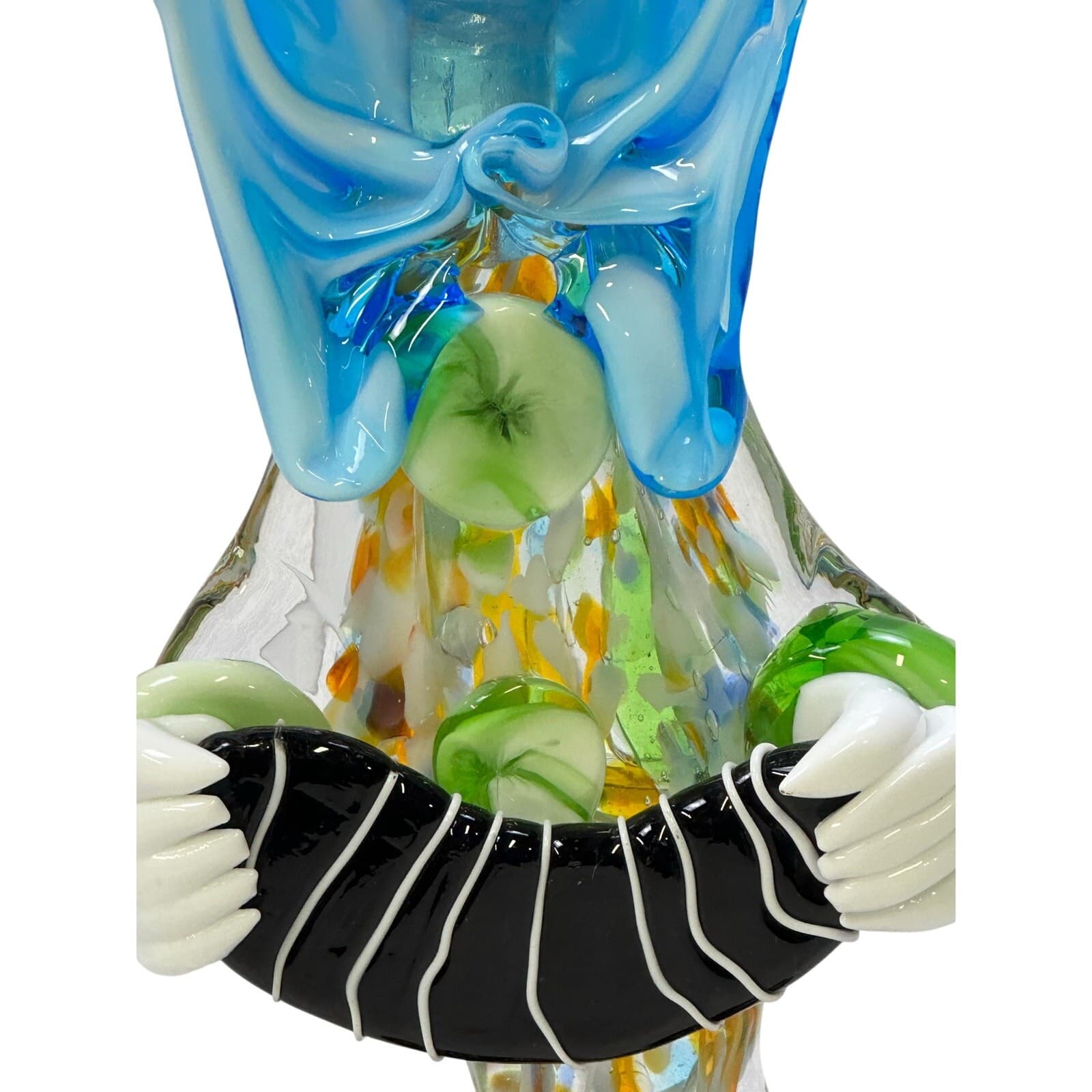 Murano Style Art Glass Vivid Vibrant Colorful Clown Accordian Figurine-Stunning - Thumbnail 6