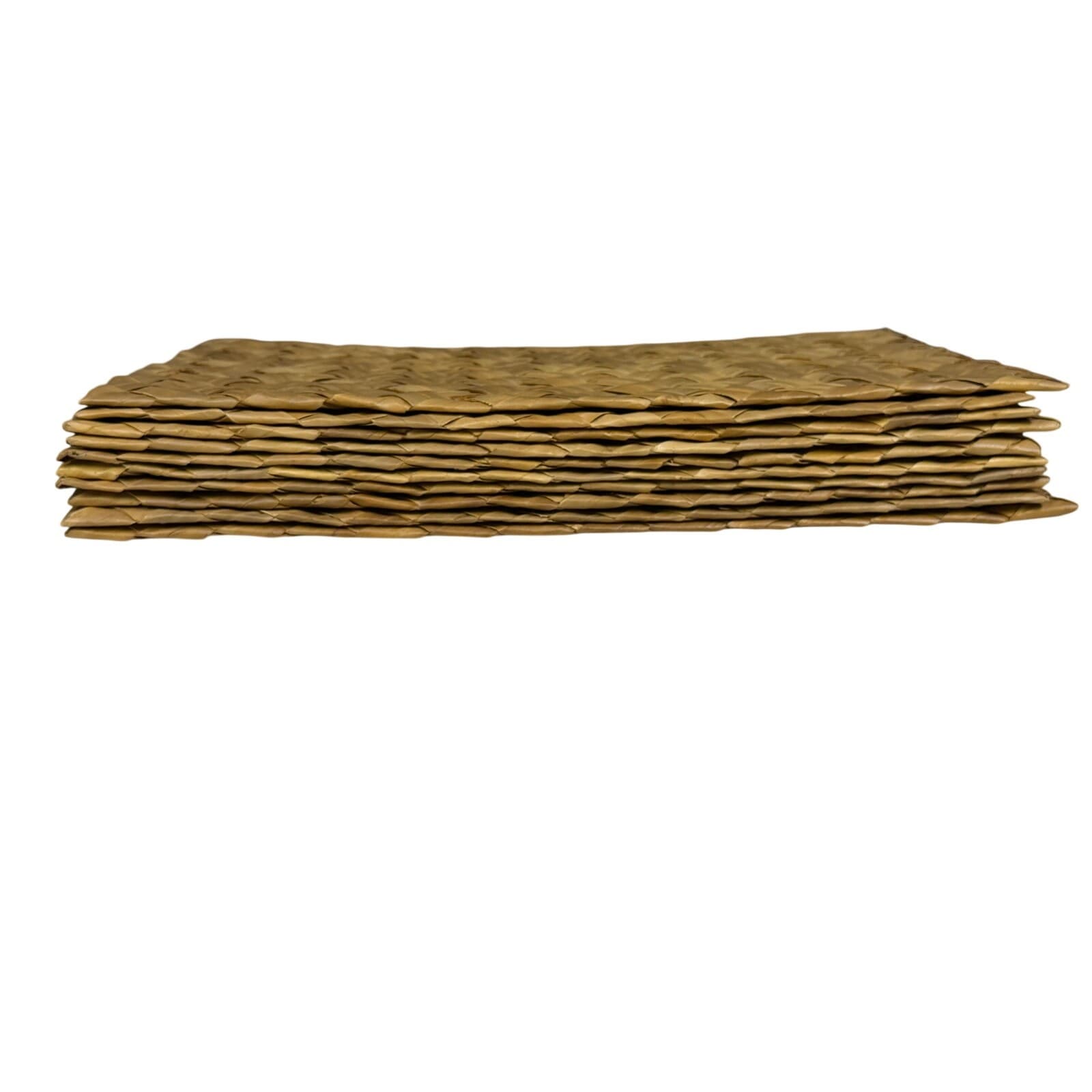 Rattan Palm Leaf Diagonal Woven Indoor/Outdoor Natural Placemats-Set of 10 - Thumbnail 3