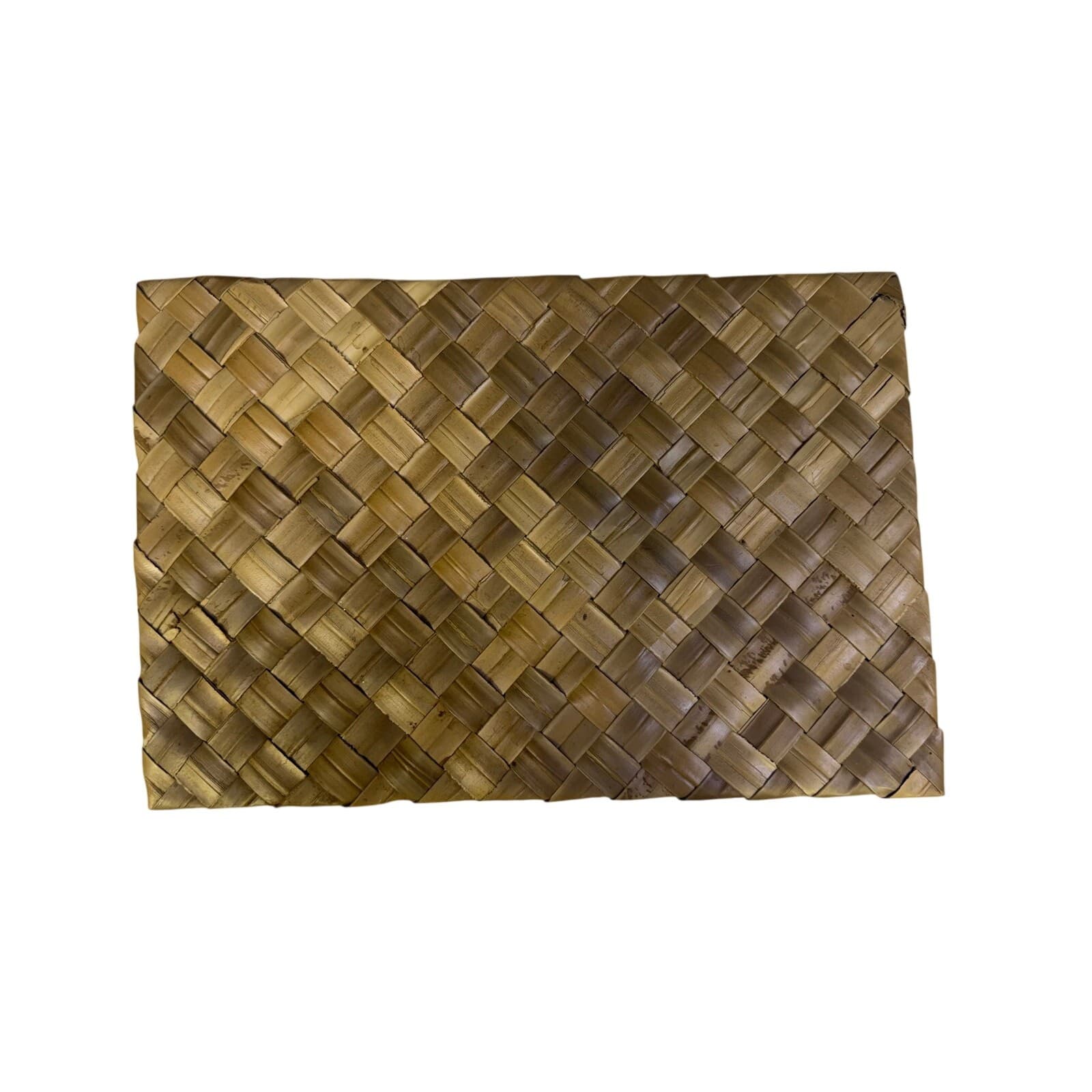Rattan Palm Leaf Diagonal Woven Indoor/Outdoor Natural Placemats-Set of 10 - Thumbnail 2