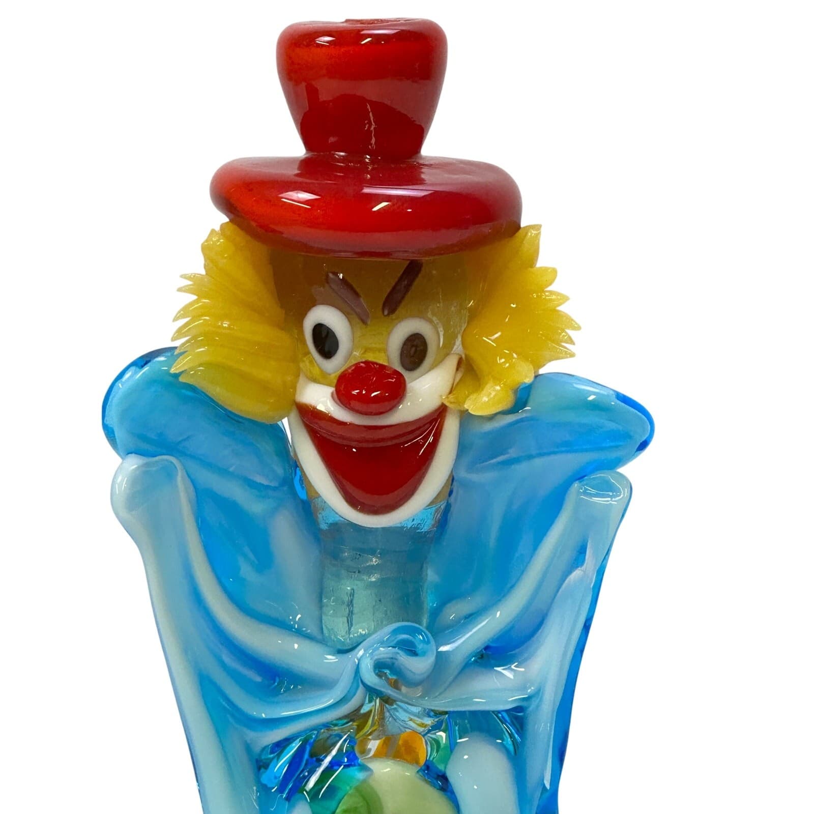Murano Style Art Glass Vivid Vibrant Colorful Clown Accordian Figurine-Stunning - Thumbnail 7