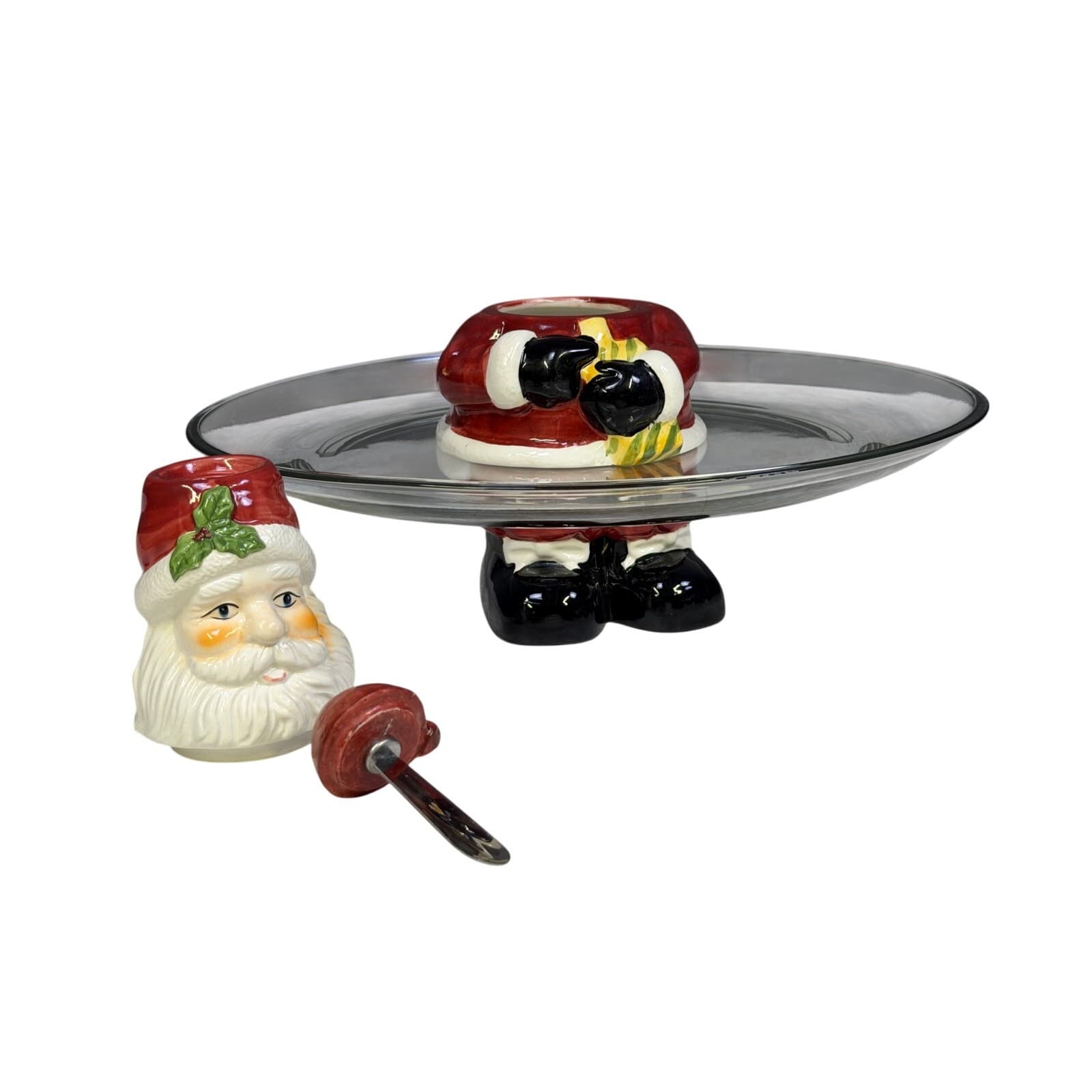 Anchor Hocking Three-In-One Holiday Santa 13" Platter w/Dip Bowl/Spreader - Thumbnail 6