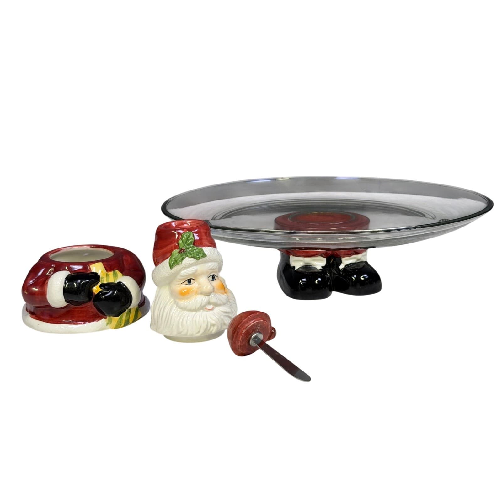 Anchor Hocking Three-In-One Holiday Santa 13" Platter w/Dip Bowl/Spreader - Thumbnail 5