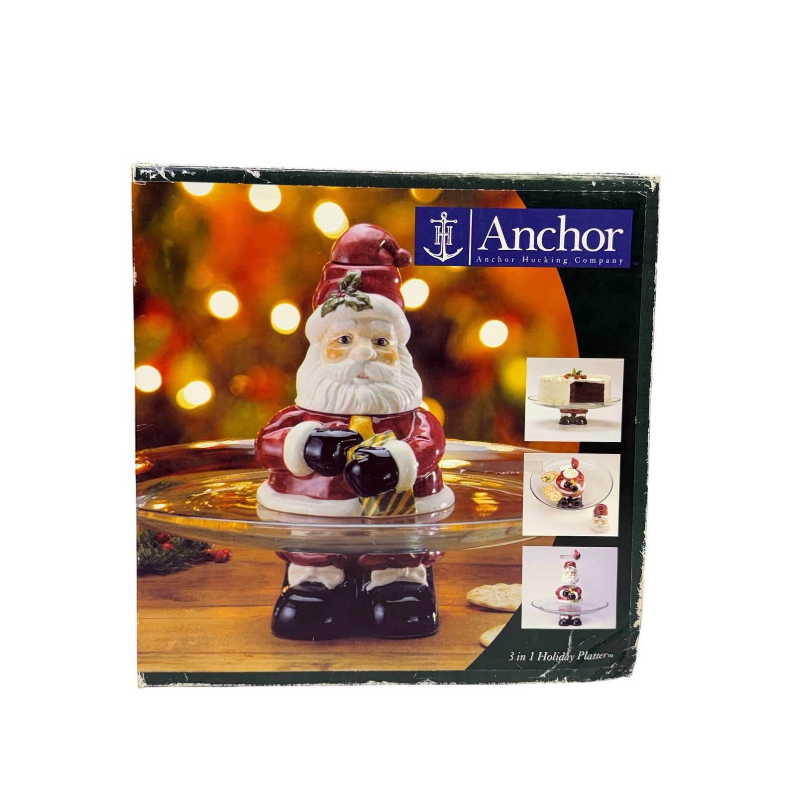 Anchor Hocking Three-In-One Holiday Santa 13" Platter w/Dip Bowl/Spreader - Thumbnail 11