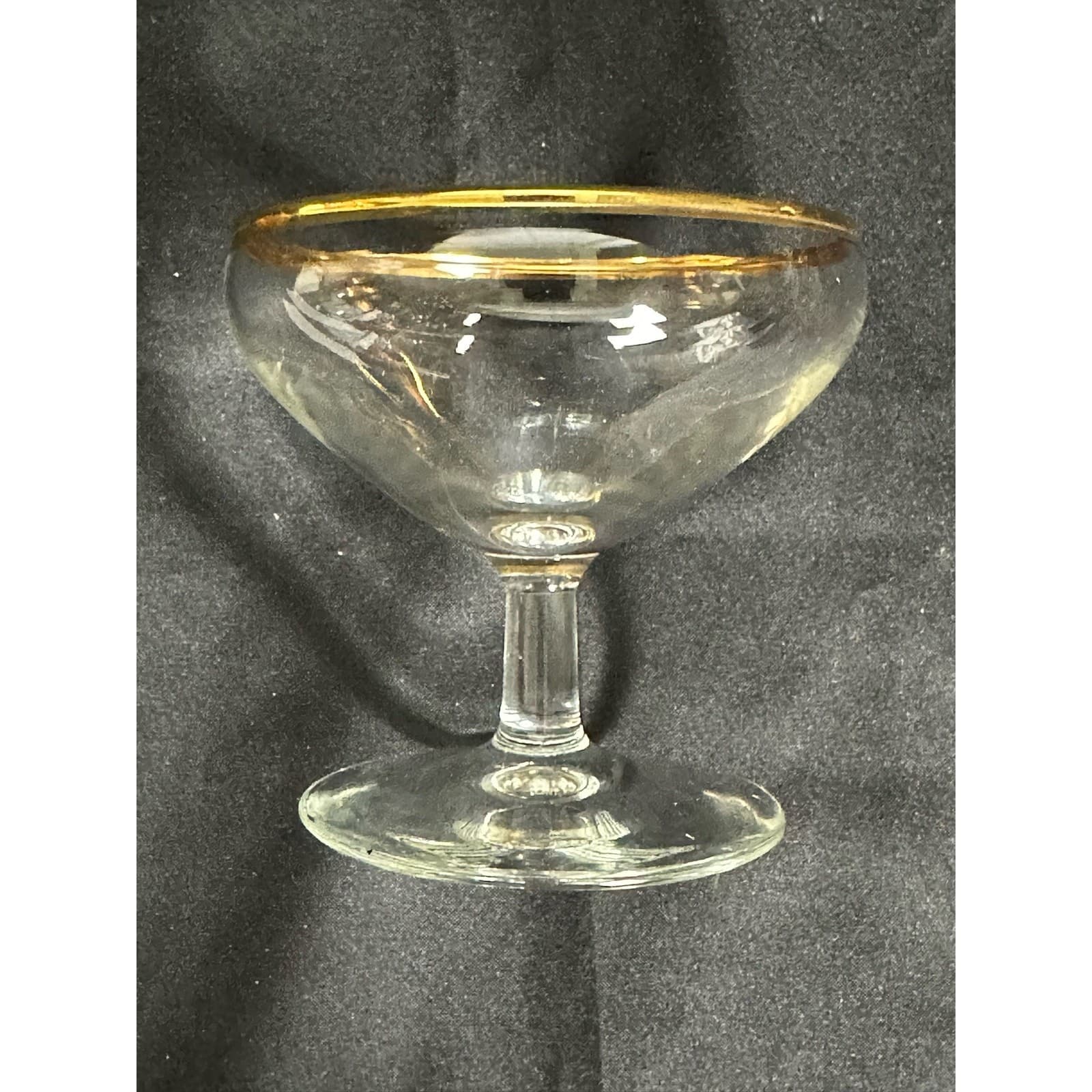 Gold Rim Sherbet Champagne Unbranded Stemmed Glass 3.5" Tall - Thumbnail 5