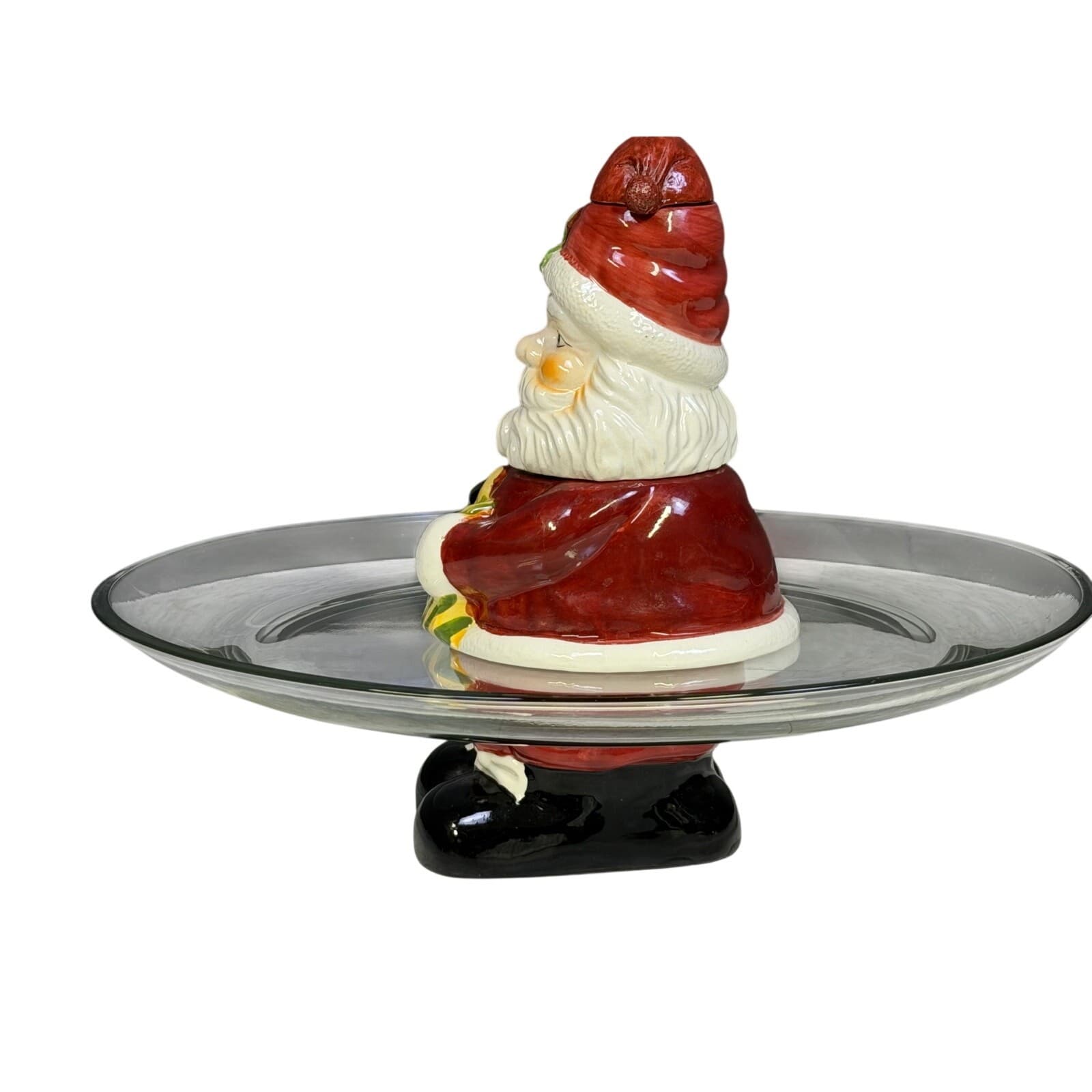 Anchor Hocking Three-In-One Holiday Santa 13" Platter w/Dip Bowl/Spreader - Thumbnail 2