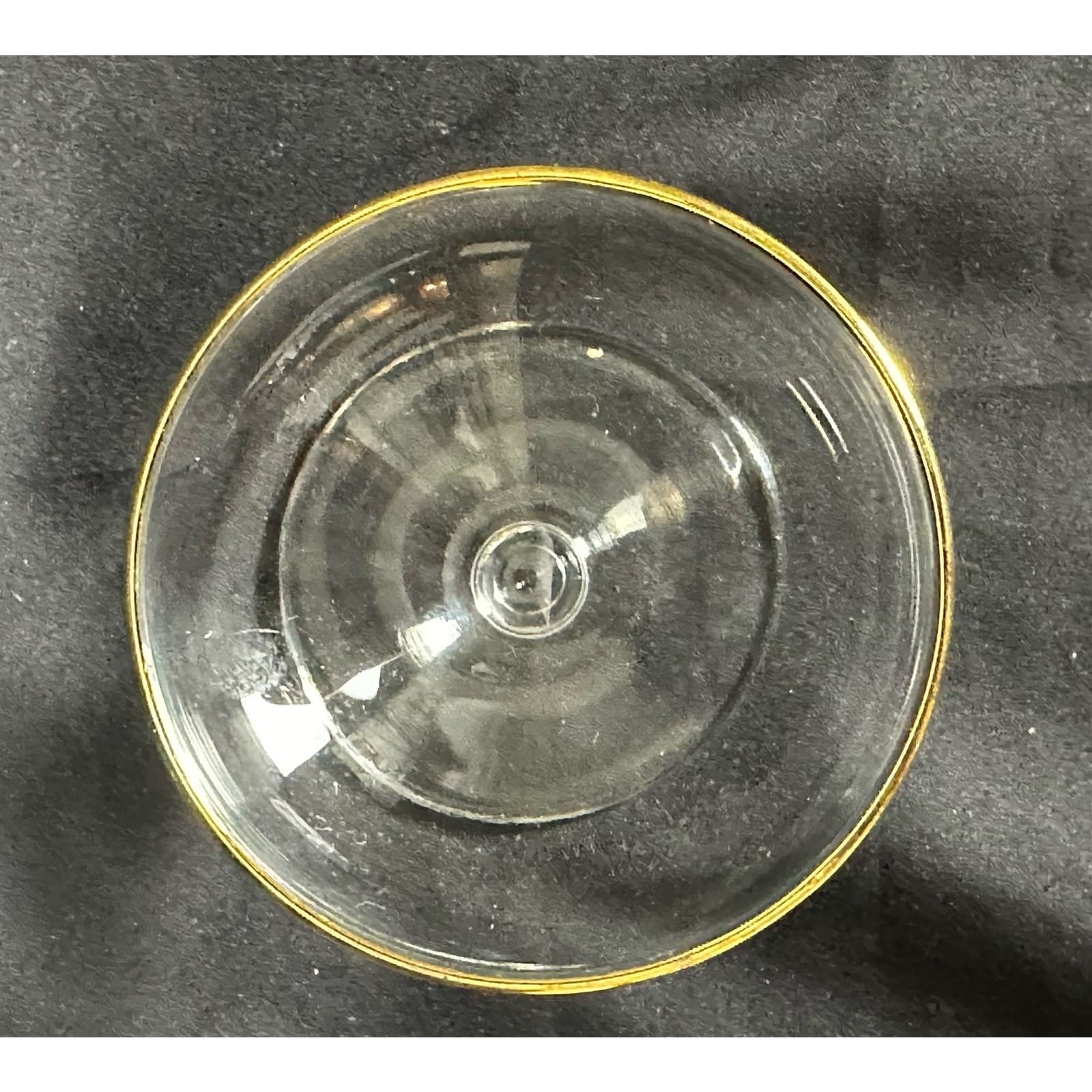 Gold Rim Sherbet Champagne Unbranded Stemmed Glass 3.5" Tall - Thumbnail 3