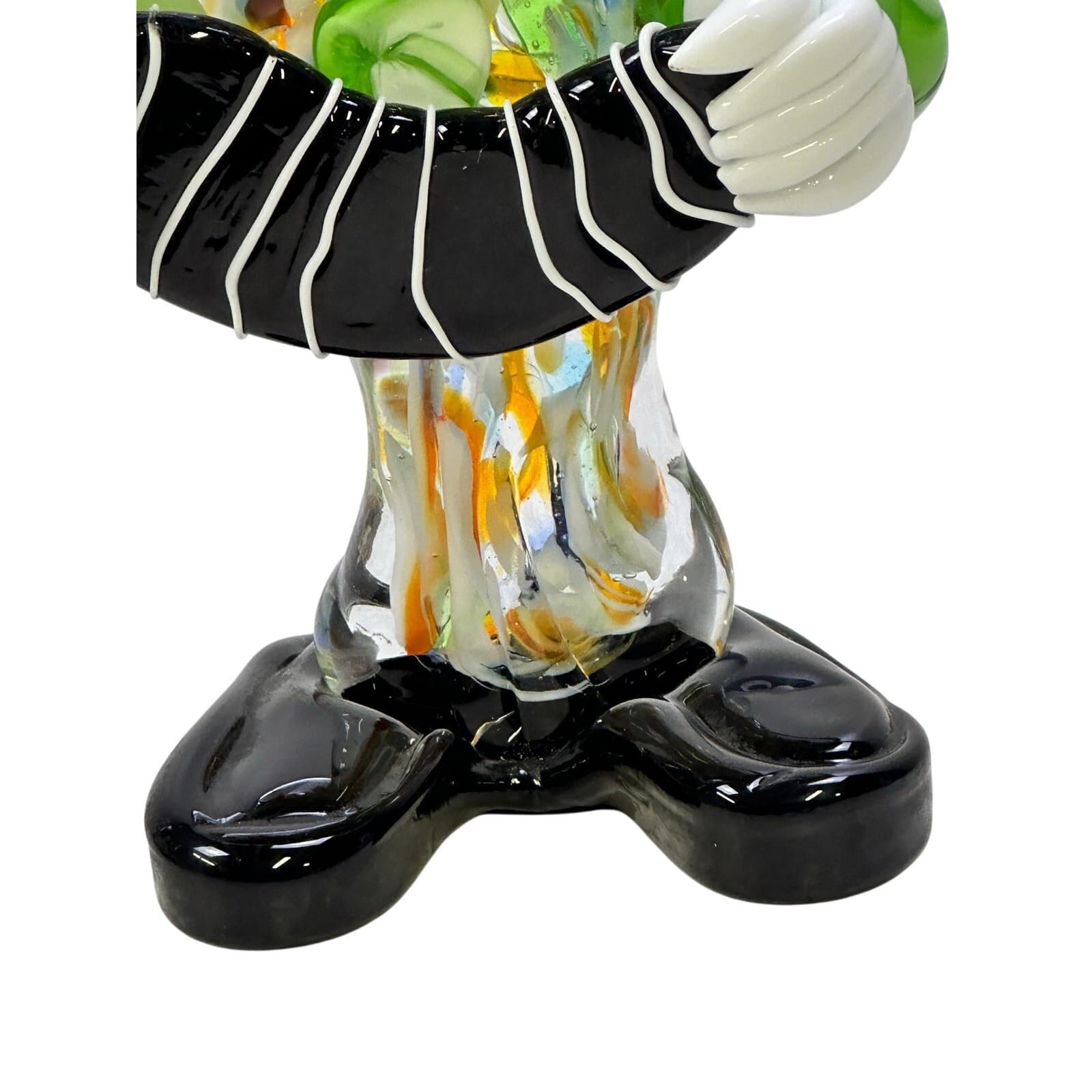 Murano Style Art Glass Vivid Vibrant Colorful Clown Accordian Figurine-Stunning - Thumbnail 5