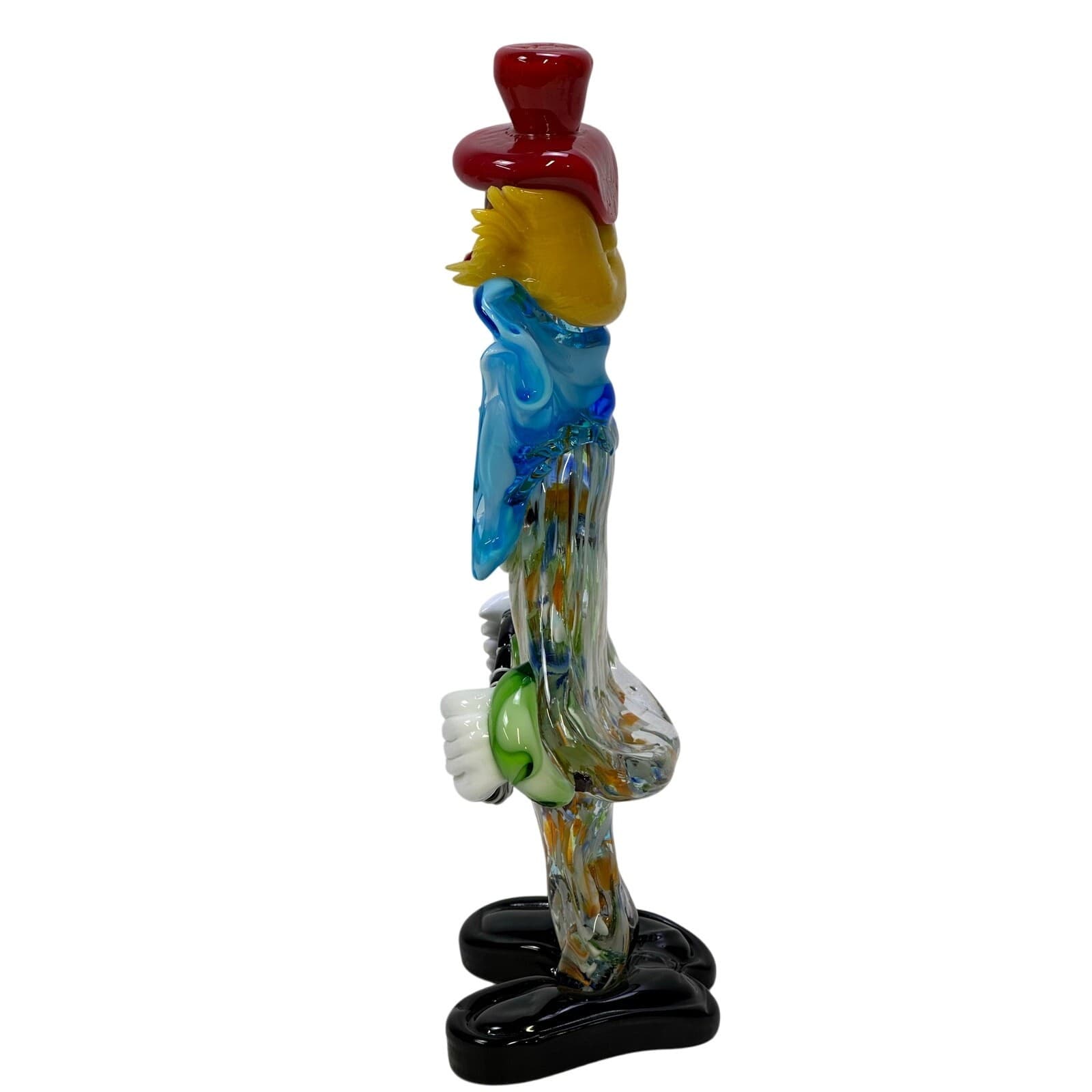 Murano Style Art Glass Vivid Vibrant Colorful Clown Accordian Figurine-Stunning - Thumbnail 2