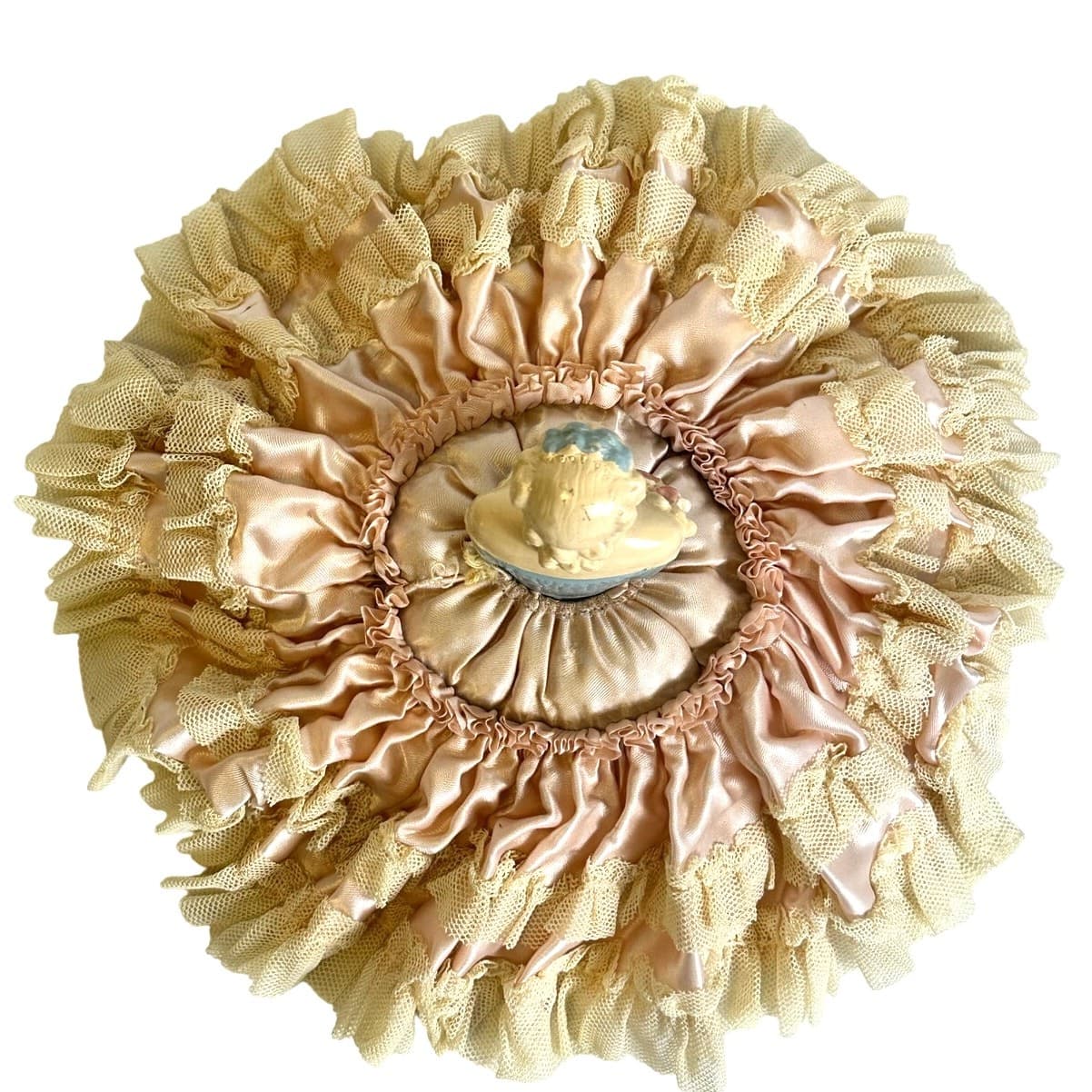 Half Doll Vintage Pink Lace Skirt Pincushion Sewing - Thumbnail 4