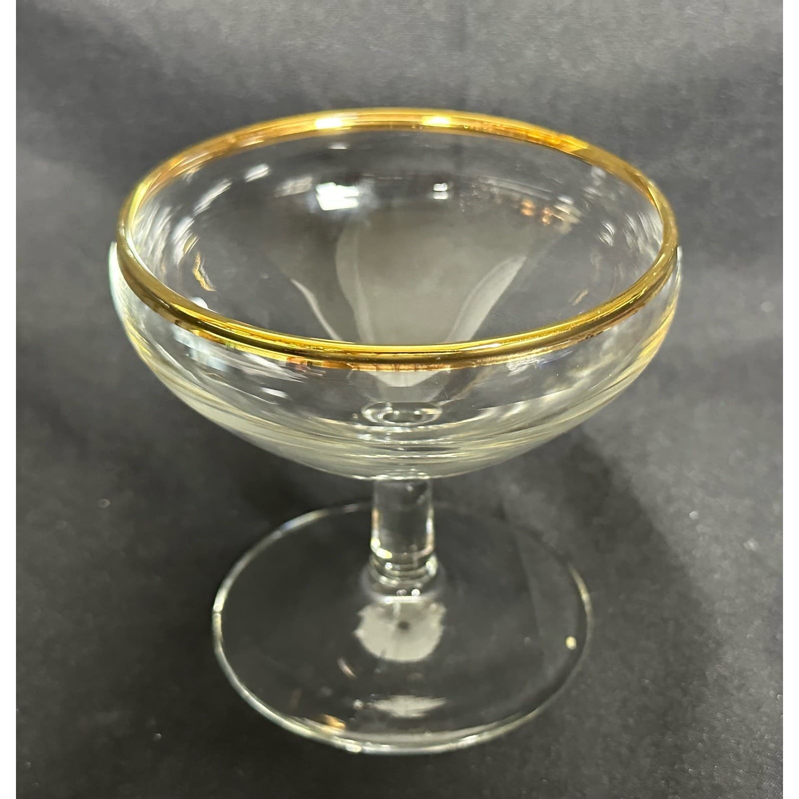 Gold Rim Sherbet Champagne Unbranded Stemmed Glass 3.5" Tall - Thumbnail 2