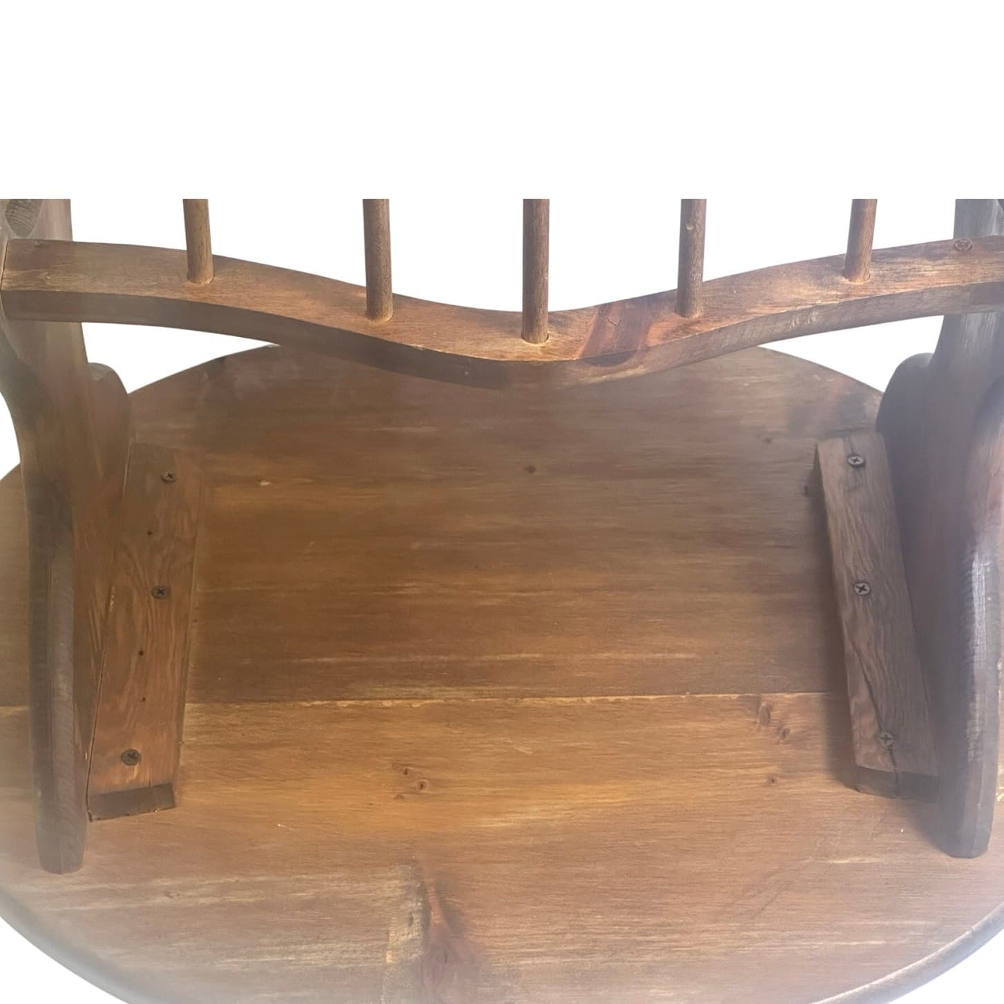 Retro Mid Century Modern Oval Wooden Side Table Spindled Magazine Rack-Rare - Thumbnail 6