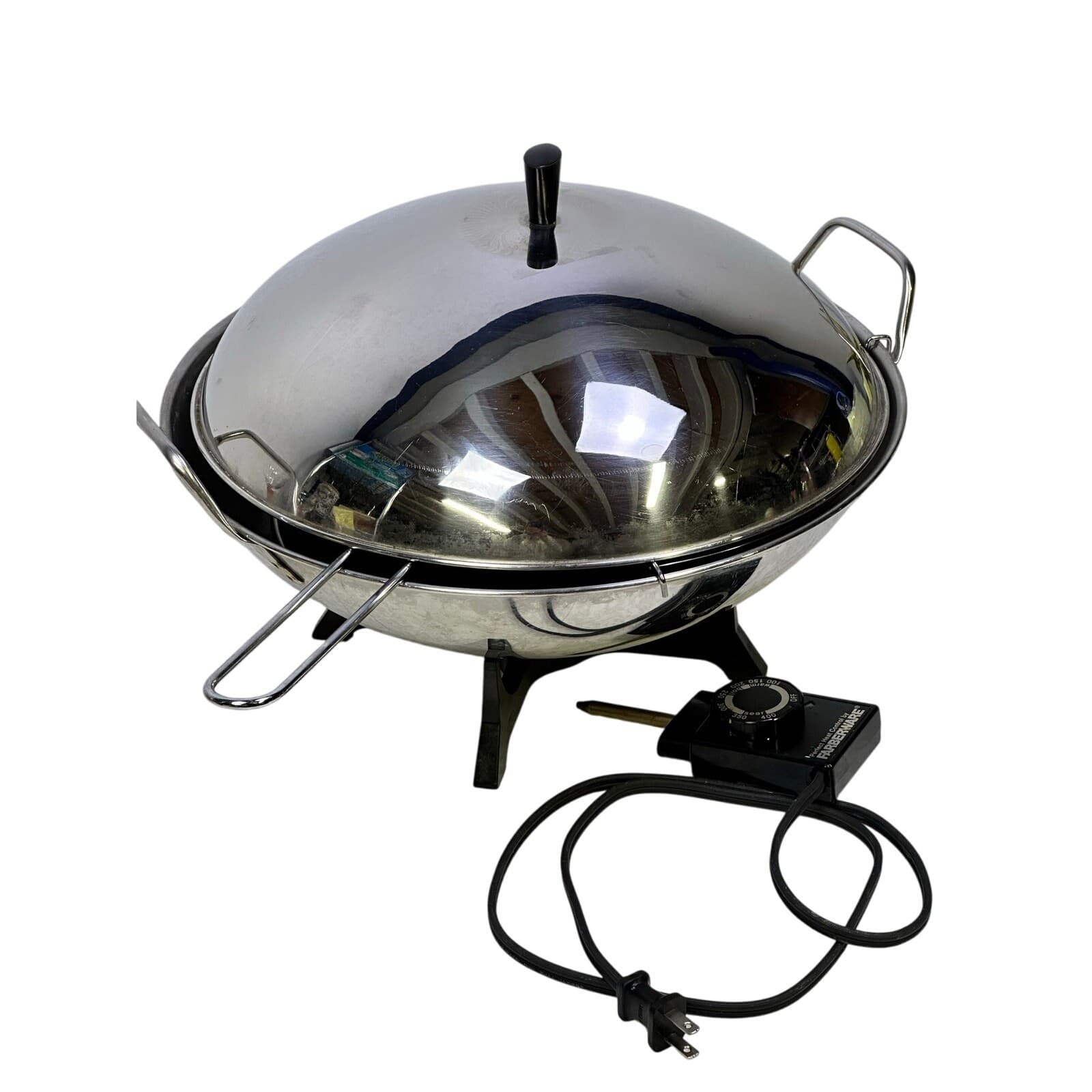 Farberware 1990's Electric 14" Wok Model #303 Tempura Rack Steamer Stir Fry Pan - Thumbnail 2
