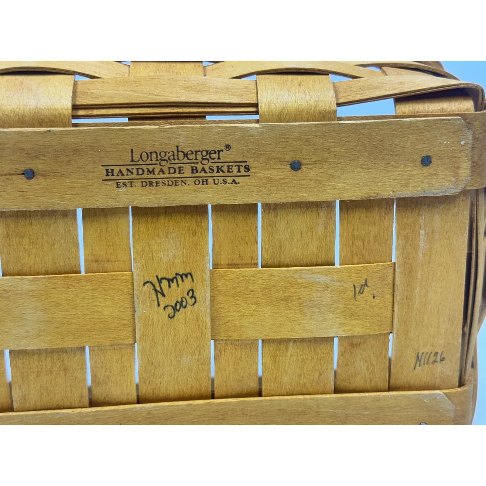 Longaberger 2002 Spring Market Basket w/Handle 4 Section Divider Double Signed - Thumbnail 6