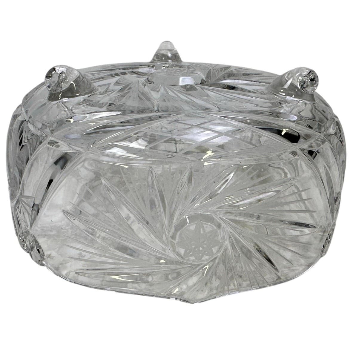Sudety of Poland Vintage Lead Crystal Tri-Footed Pinwheel Hobstars Bowl - Thumbnail 6