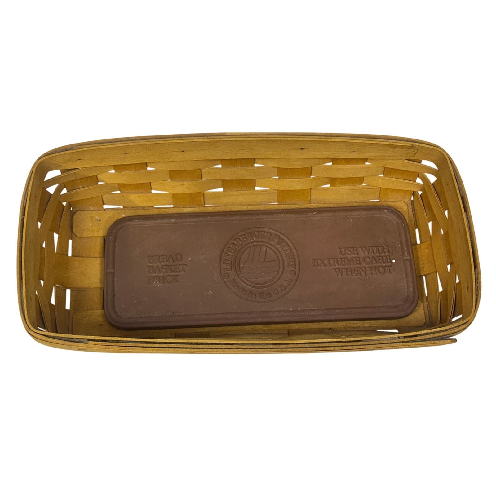 Longaberger 1998 Bread Basket with Terracotta Warming Stone-Excellent - Thumbnail 2