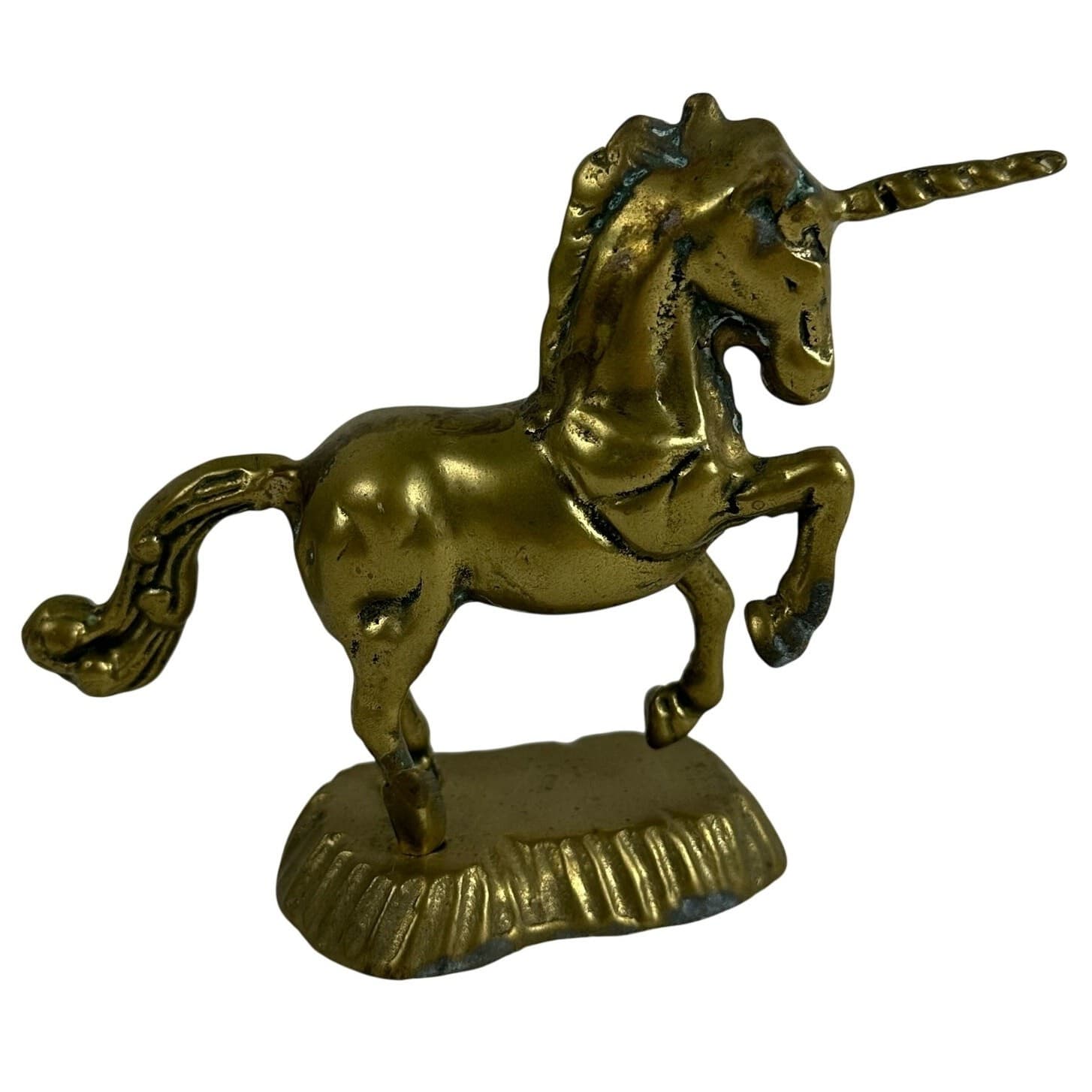Solid Brass Rearing Unicorn Vintage 4.5" Tall Nice Detail - Thumbnail 4