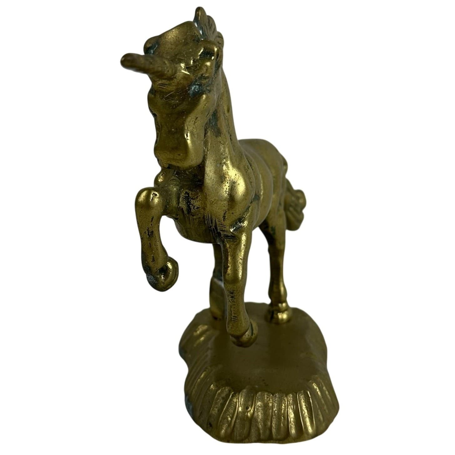 Solid Brass Rearing Unicorn Vintage 4.5" Tall Nice Detail - Thumbnail 2