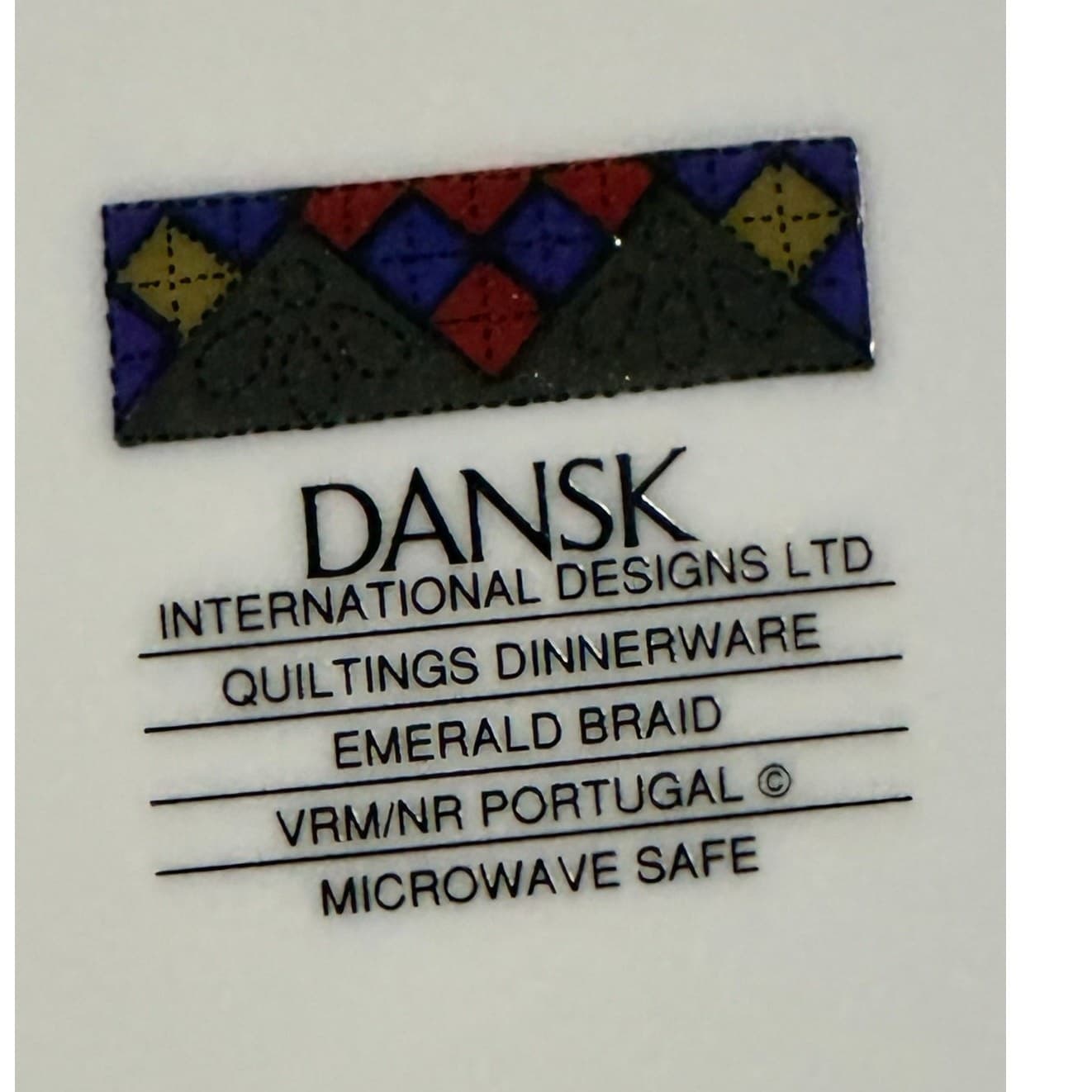 Dansk Portugal Retired 1993-1998 Quiltings Emerald Braid 13" Round Chop Platter - Thumbnail 5