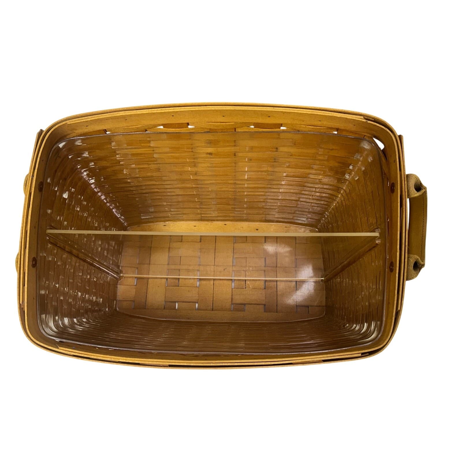 Longaberger 2003 Magazine Slant Basket Divider Insert Leather Handles-Excellent - Thumbnail 3