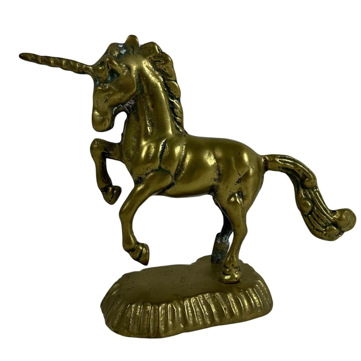 Solid Brass Rearing Unicorn Vintage 4.5" Tall Nice Detail - Thumbnail 3
