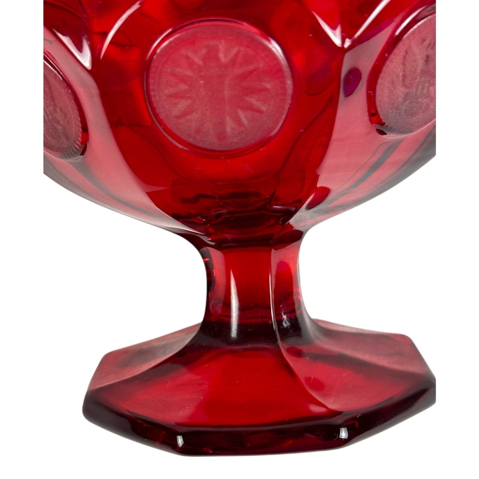 Fostoria Ruby Red Coin Glass Compote Open Jelly Mint Condition - Thumbnail 7