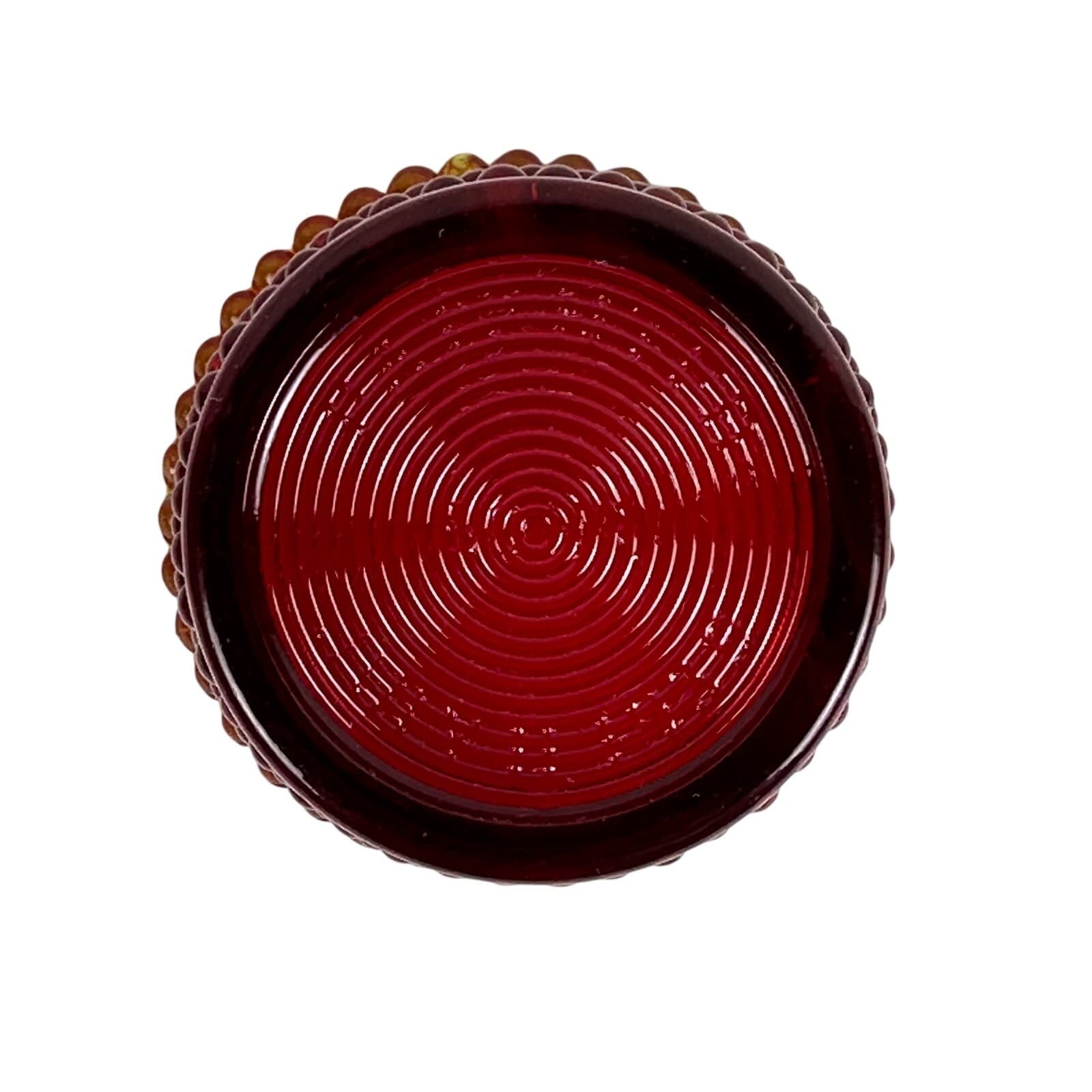 Red Hobnob 4" Beaded Glass Votive 1939 Vintage ￼ - Thumbnail 5