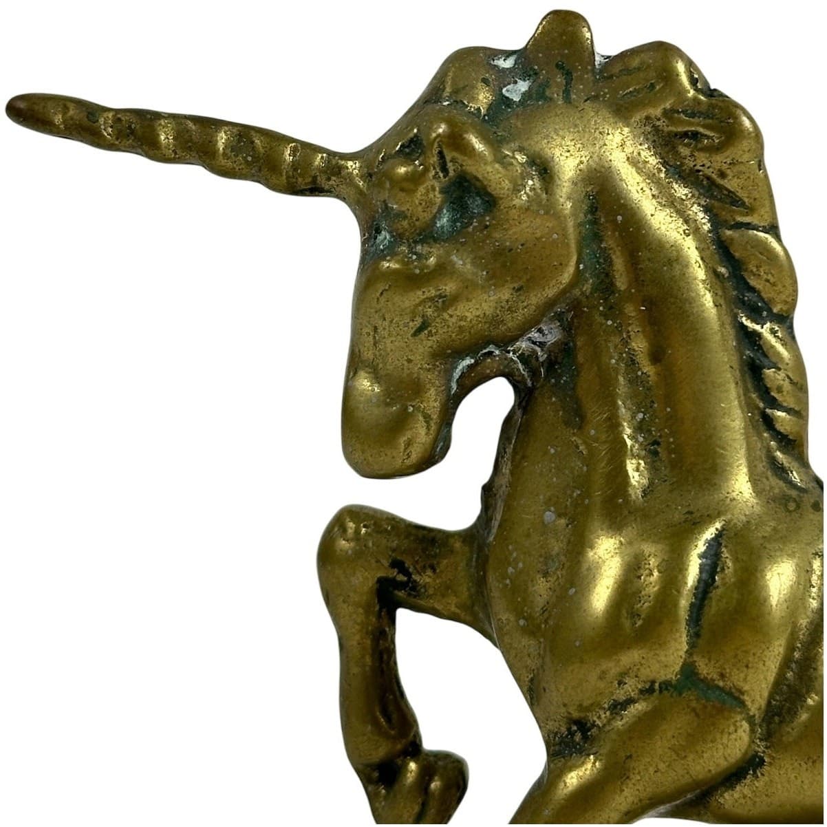 Solid Brass Rearing Unicorn Vintage 4.5" Tall Nice Detail - Thumbnail 6