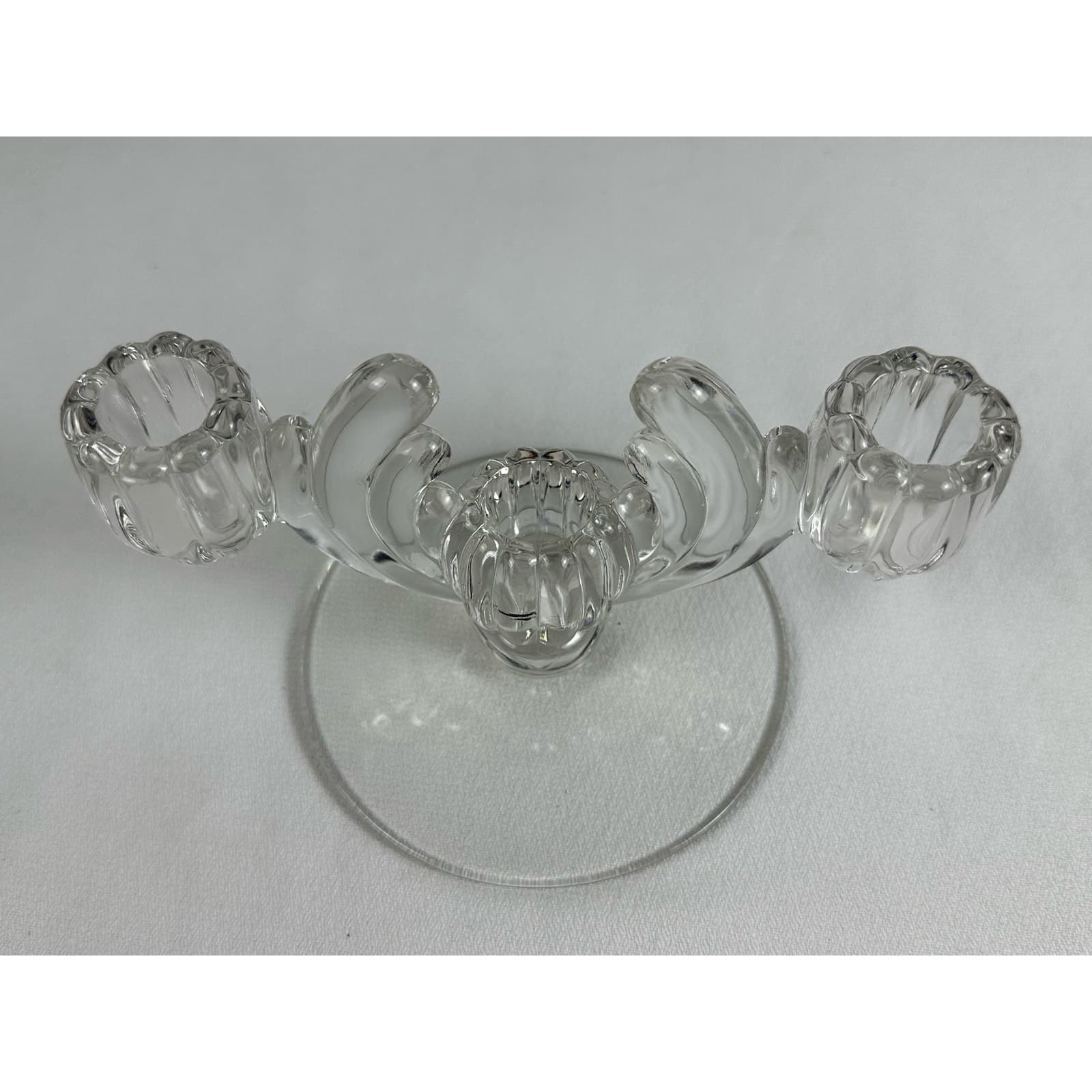 HEISEY Crystolite 4.75" Art Deco 1940s Three Light Taper Candle Holder - Thumbnail 3
