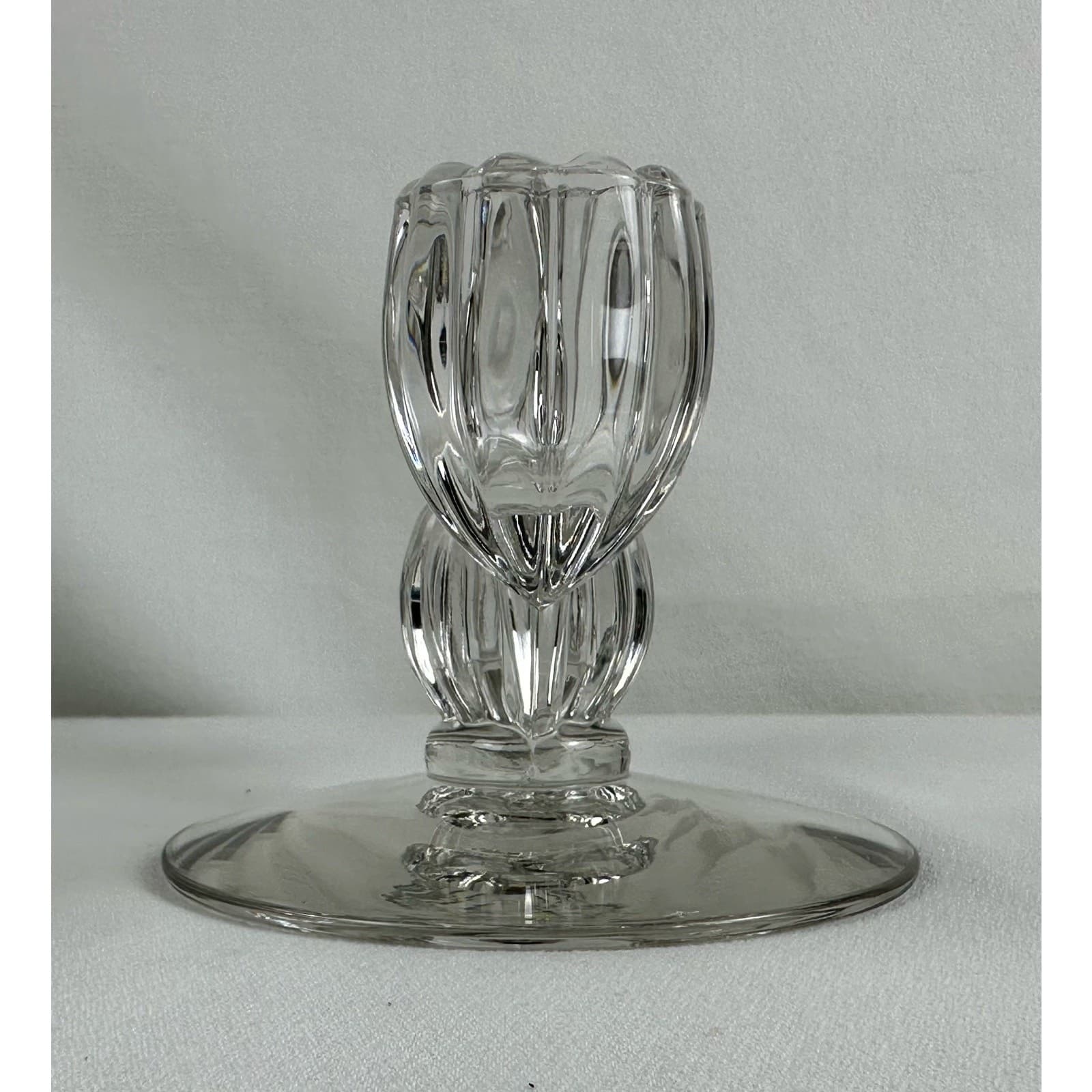 HEISEY Crystolite 4.75" Art Deco 1940s Three Light Taper Candle Holder - Thumbnail 2