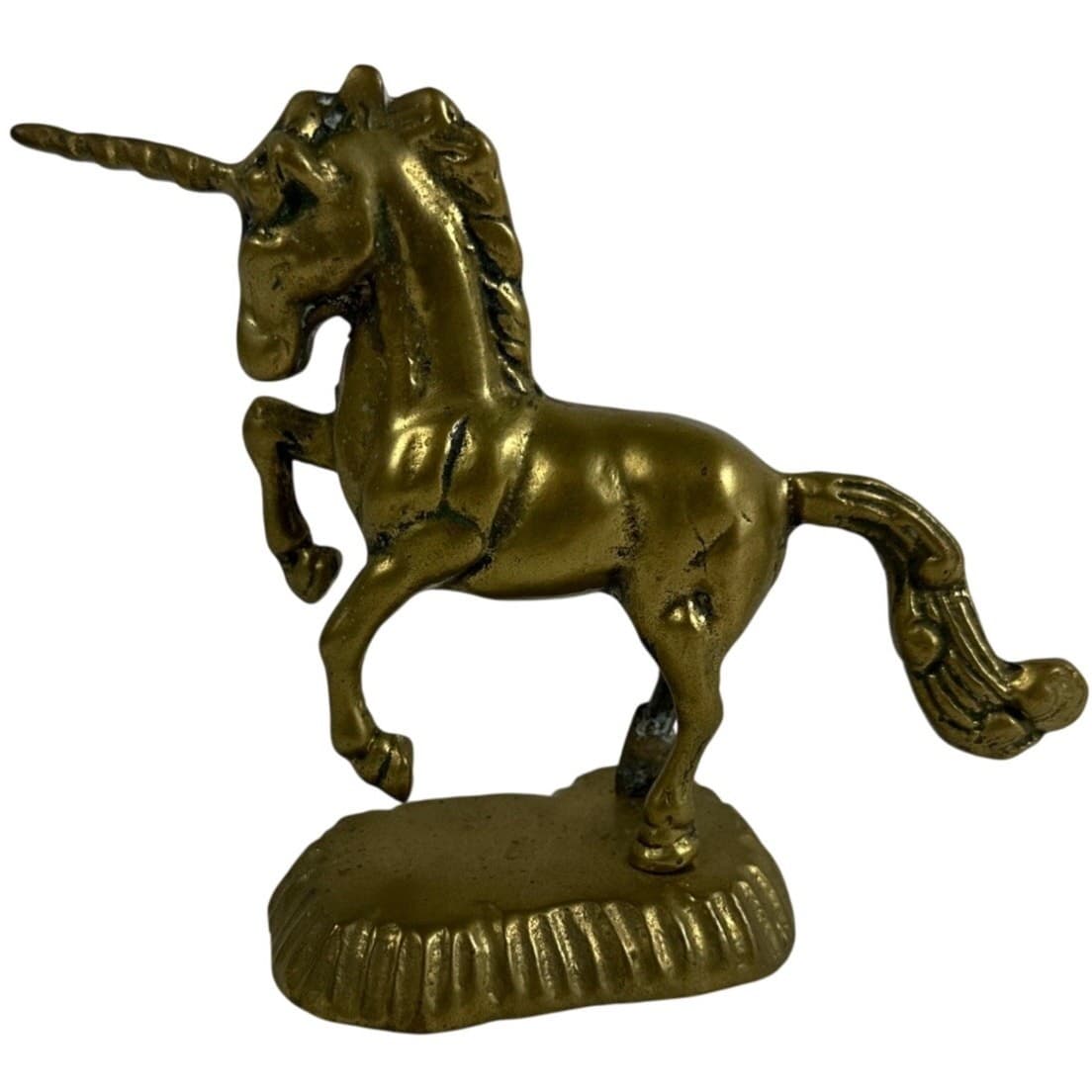 Solid Brass Rearing Unicorn Vintage 4.5" Tall Nice Detail