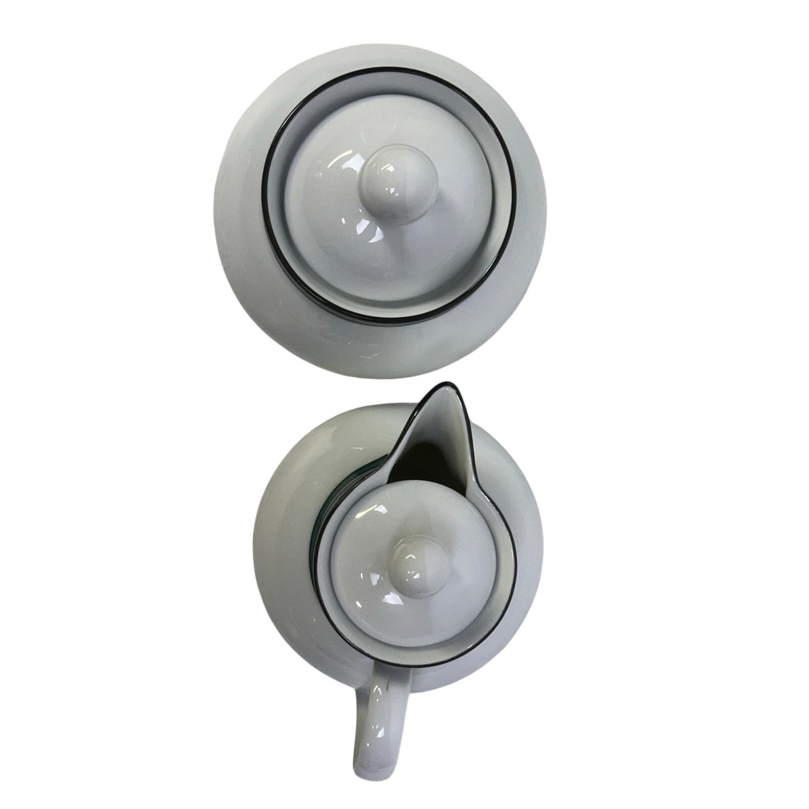 Dansk Portugal Retired 1993-1998 'Quiltings Emerald Braid' Creamer and Sugar - Thumbnail 4