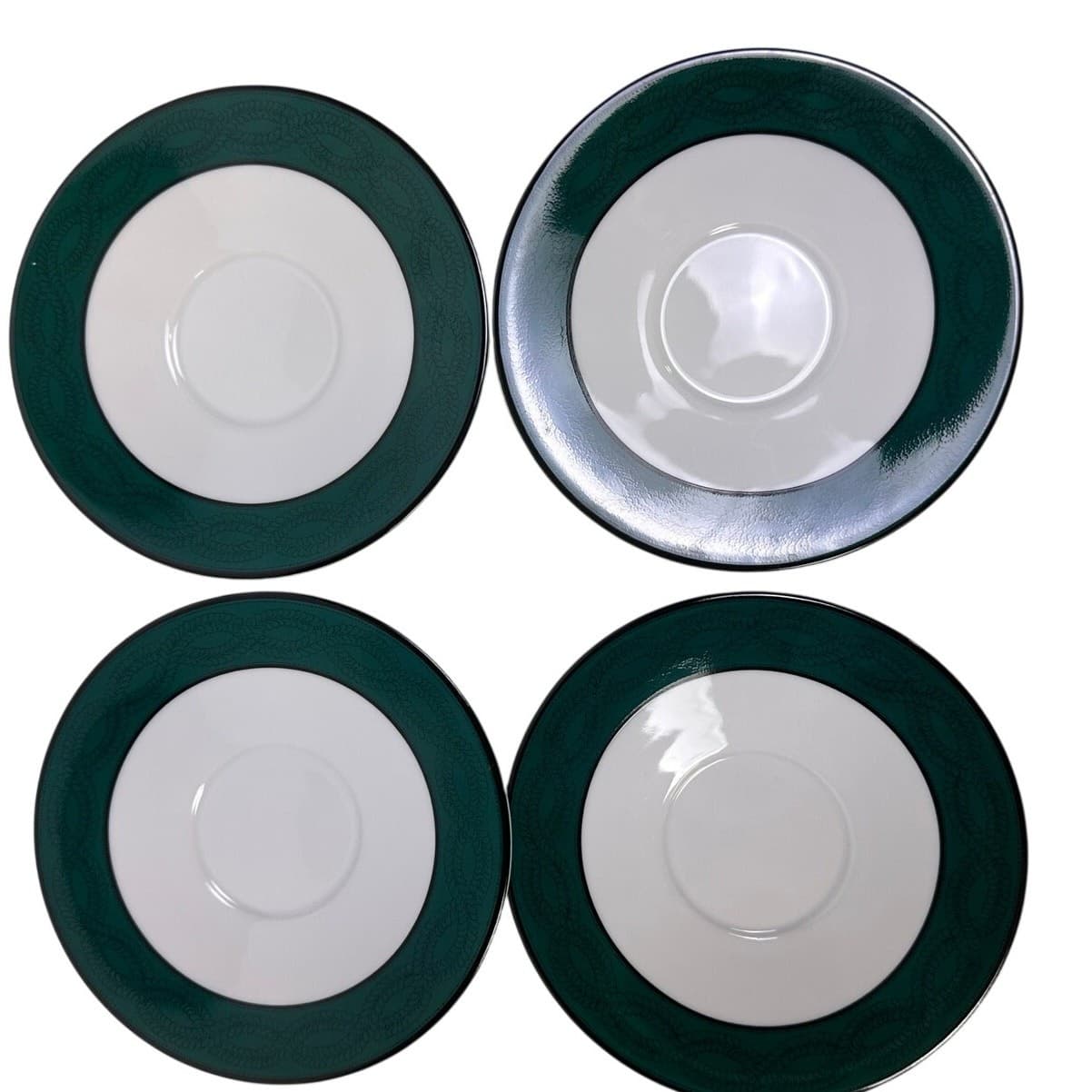 Dansk Portugal Retired 1993-1998 'Quiltings Emerald Braid' Cup & Saucer-Set of 4 - Thumbnail 4