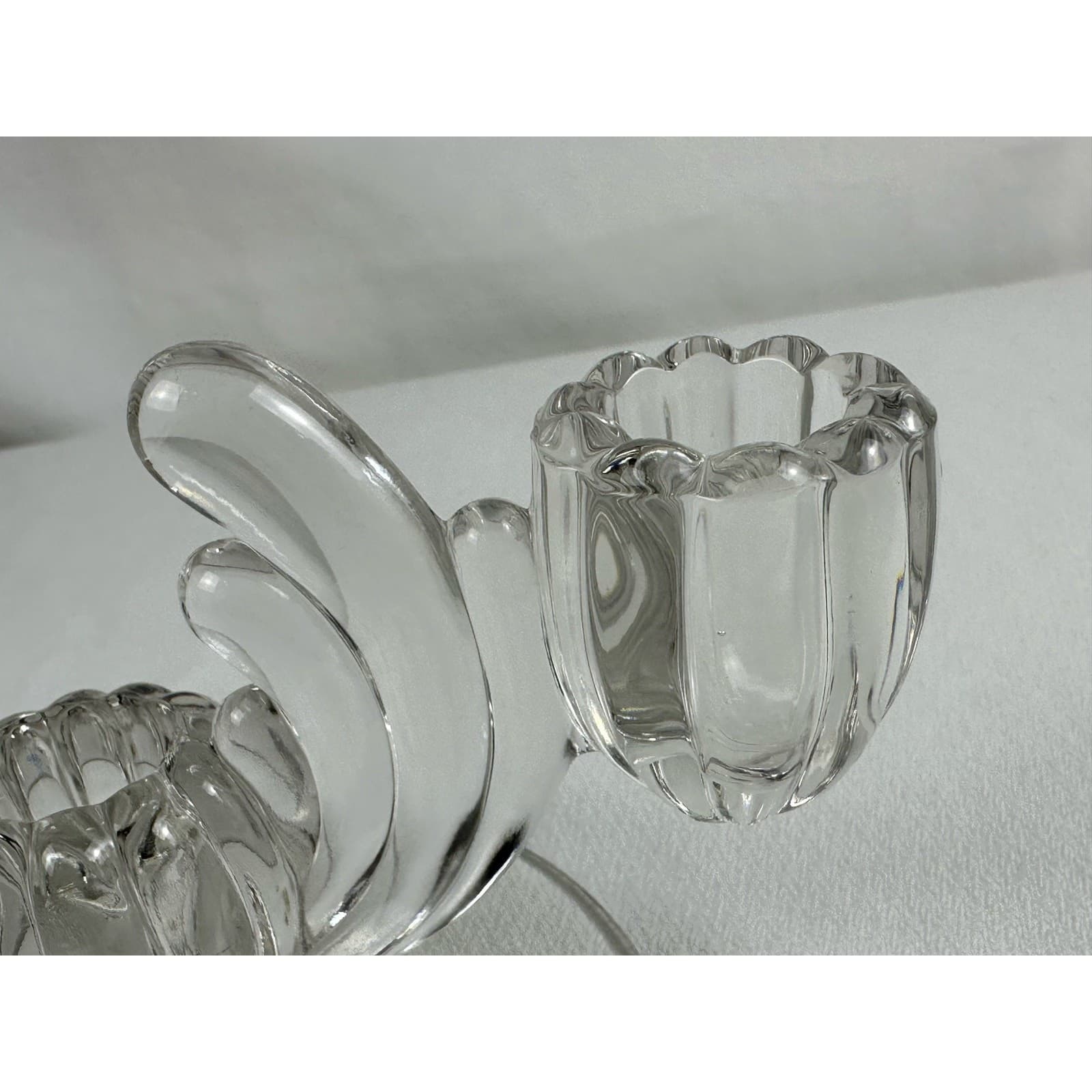 HEISEY Crystolite 4.75" Art Deco 1940s Three Light Taper Candle Holder - Thumbnail 6