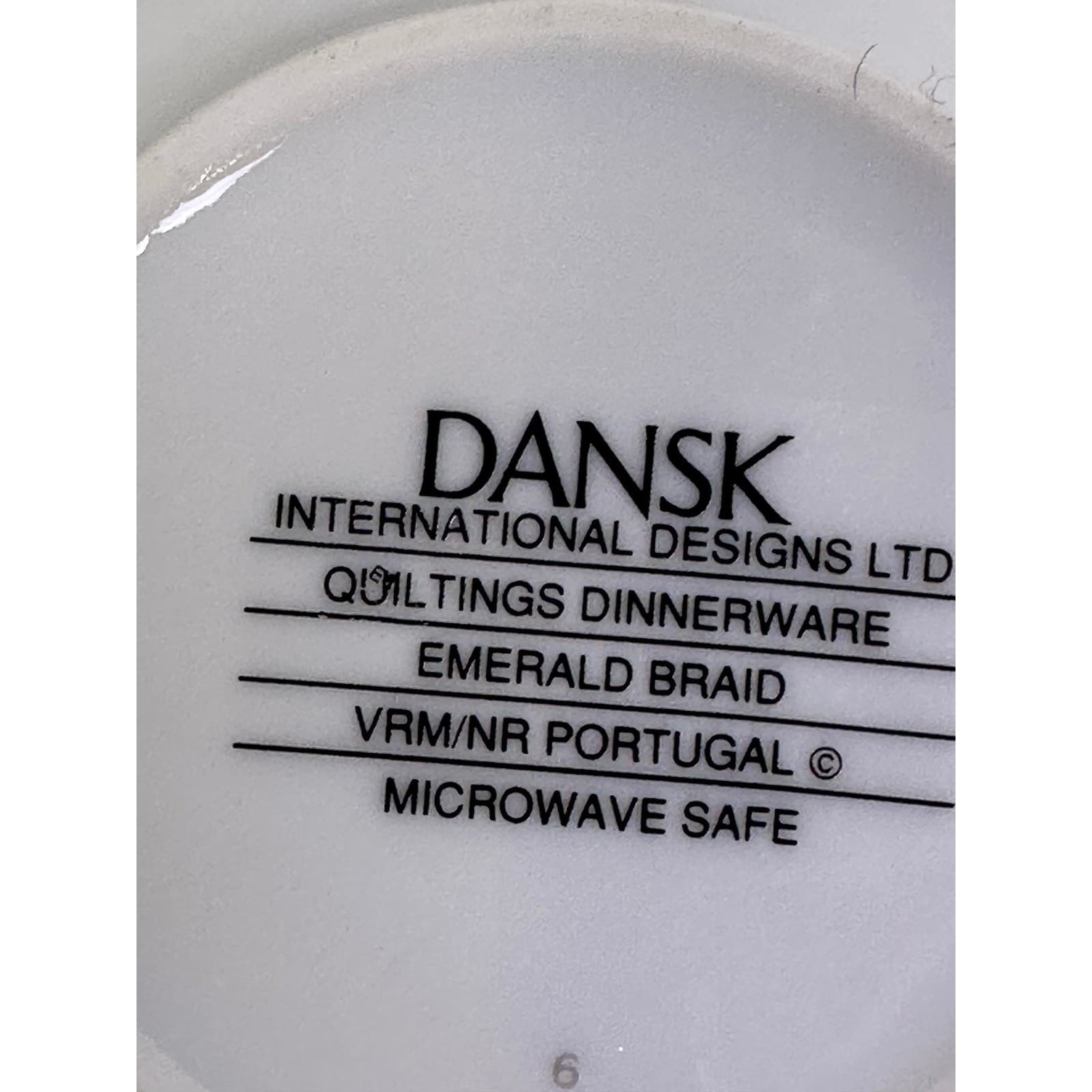 Dansk Portugal Retired 1993-1998 'Quiltings Emerald Braid' Creamer and Sugar - Thumbnail 8