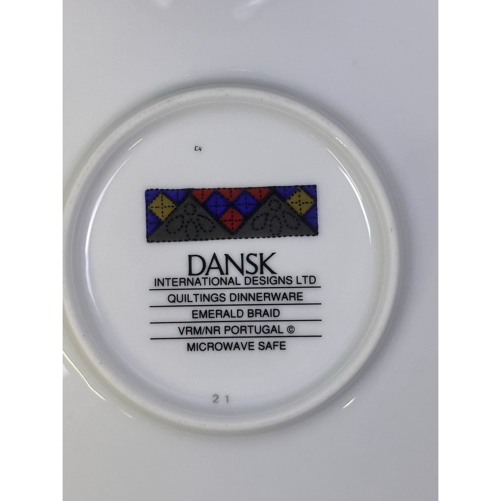 Dansk Portugal Retired 1993-1998 'Quiltings Emerald Braid' Cup & Saucer-Set of 4 - Thumbnail 8