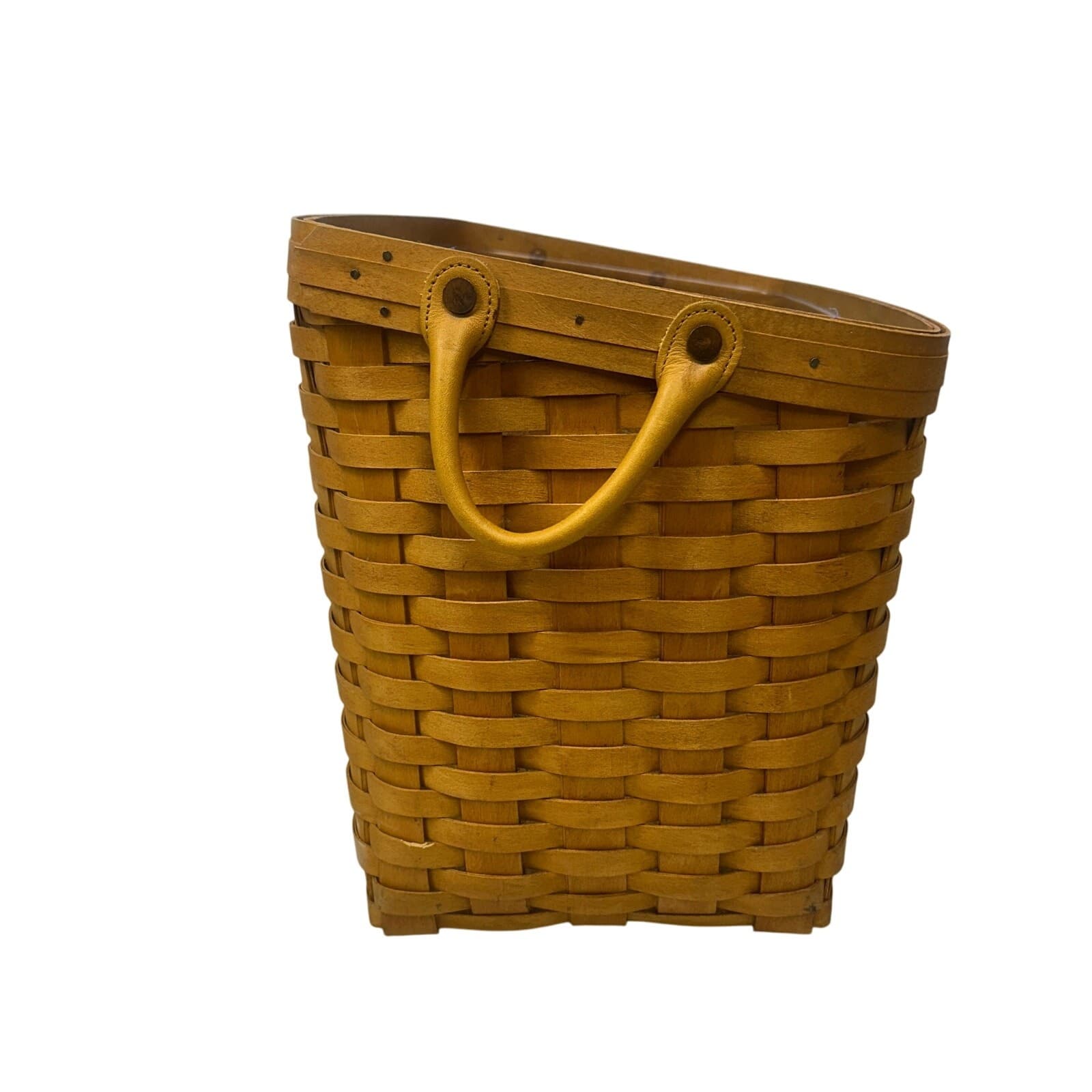 Longaberger 2003 Magazine Slant Basket Divider Insert Leather Handles-Excellent - Thumbnail 6