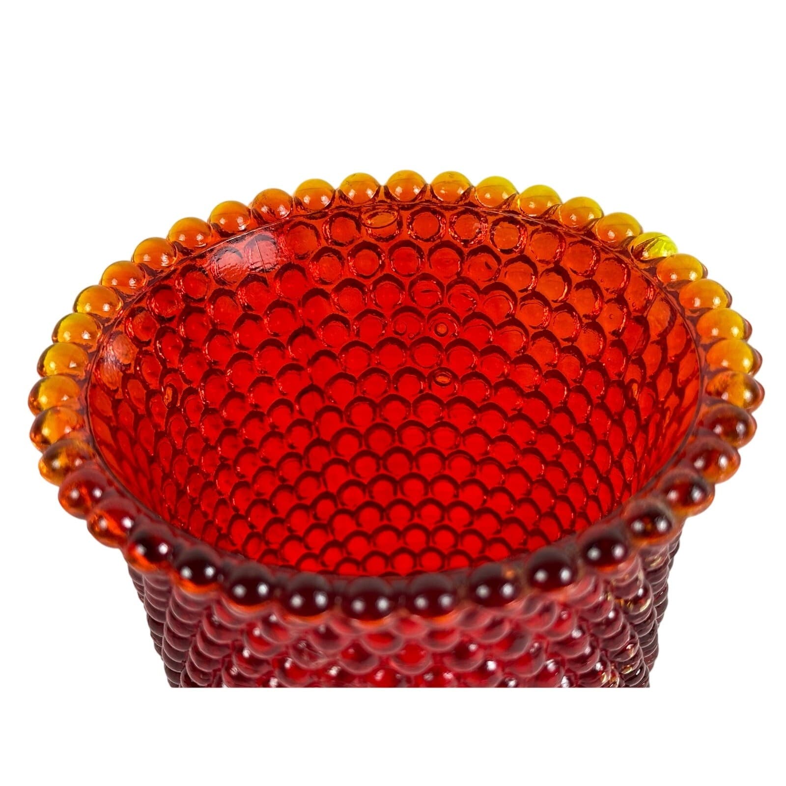 Red Hobnob 4" Beaded Glass Votive 1939 Vintage ￼ - Thumbnail 3