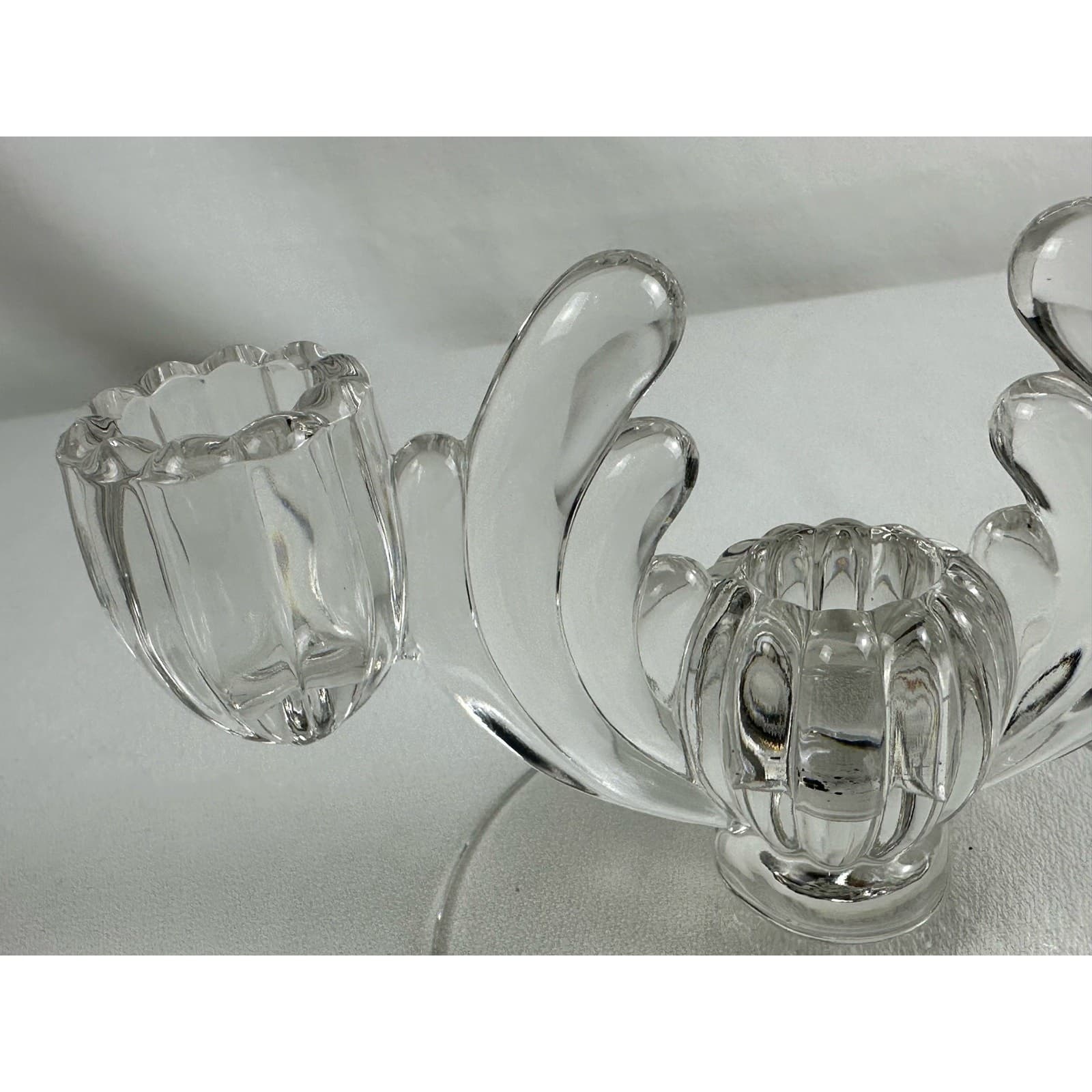 HEISEY Crystolite 4.75" Art Deco 1940s Three Light Taper Candle Holder - Thumbnail 7