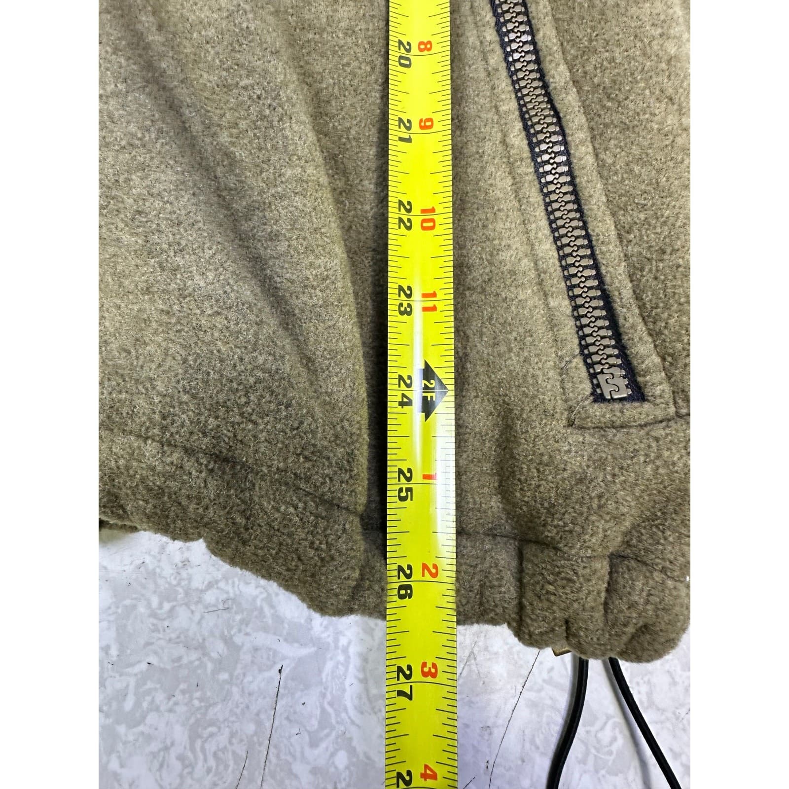 ORVIS Sherpa Mock Fleece #1G40 Vest Mens L Faux Suede Accent Full Zip Bungee Hem - Thumbnail 11